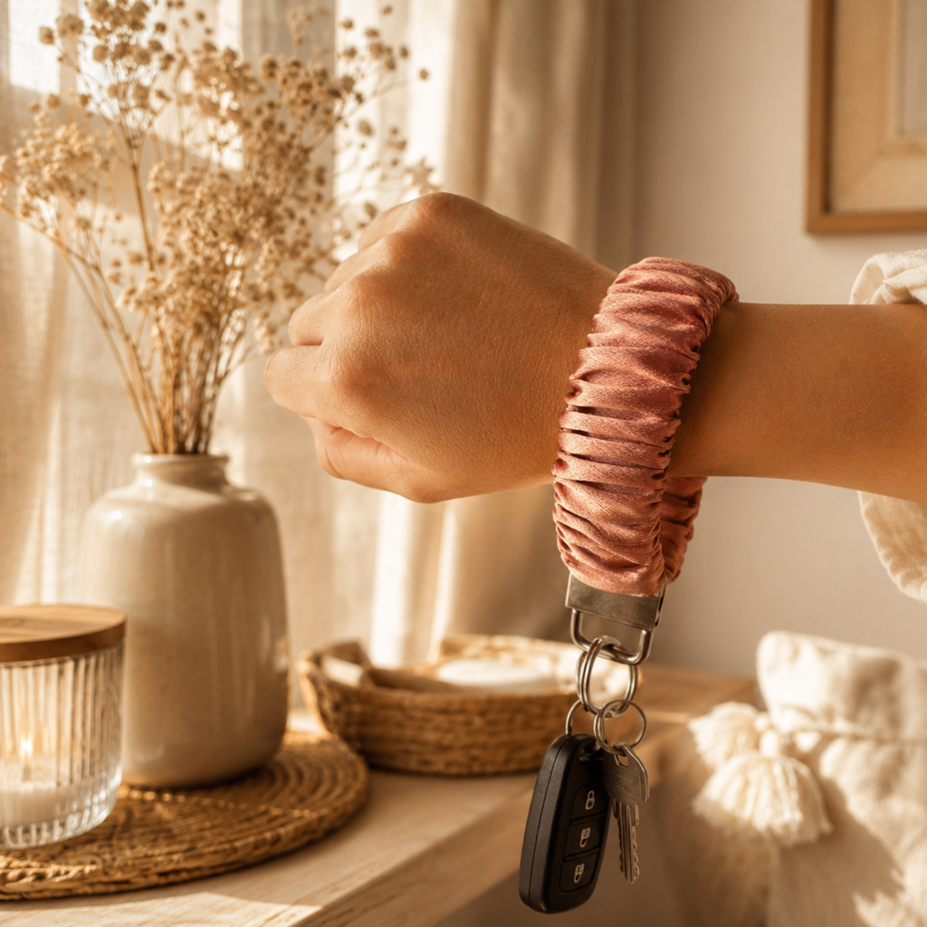 Rose Gold Wristlet Keychain