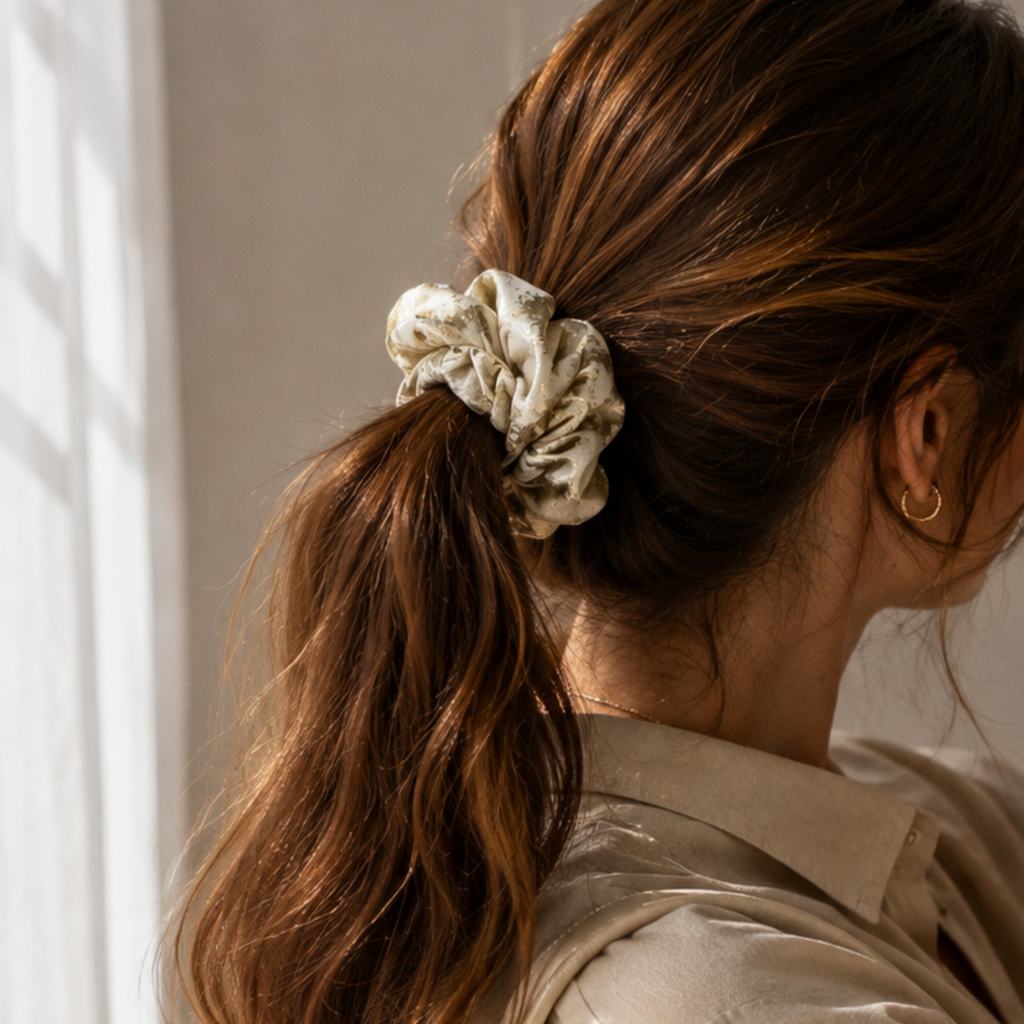 Champagne Gold Satin Scrunchie