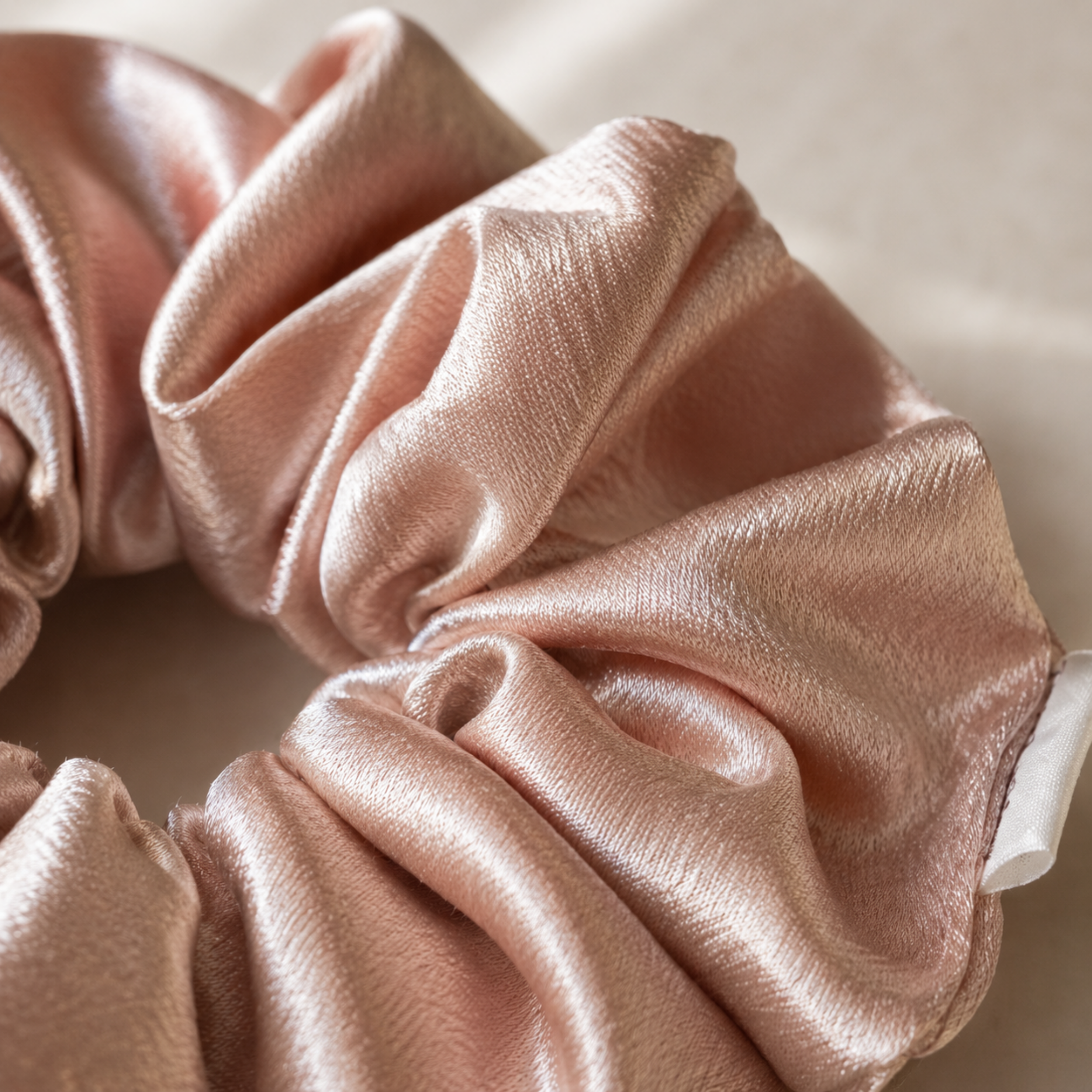 Pink Blush Satin Scrunchie