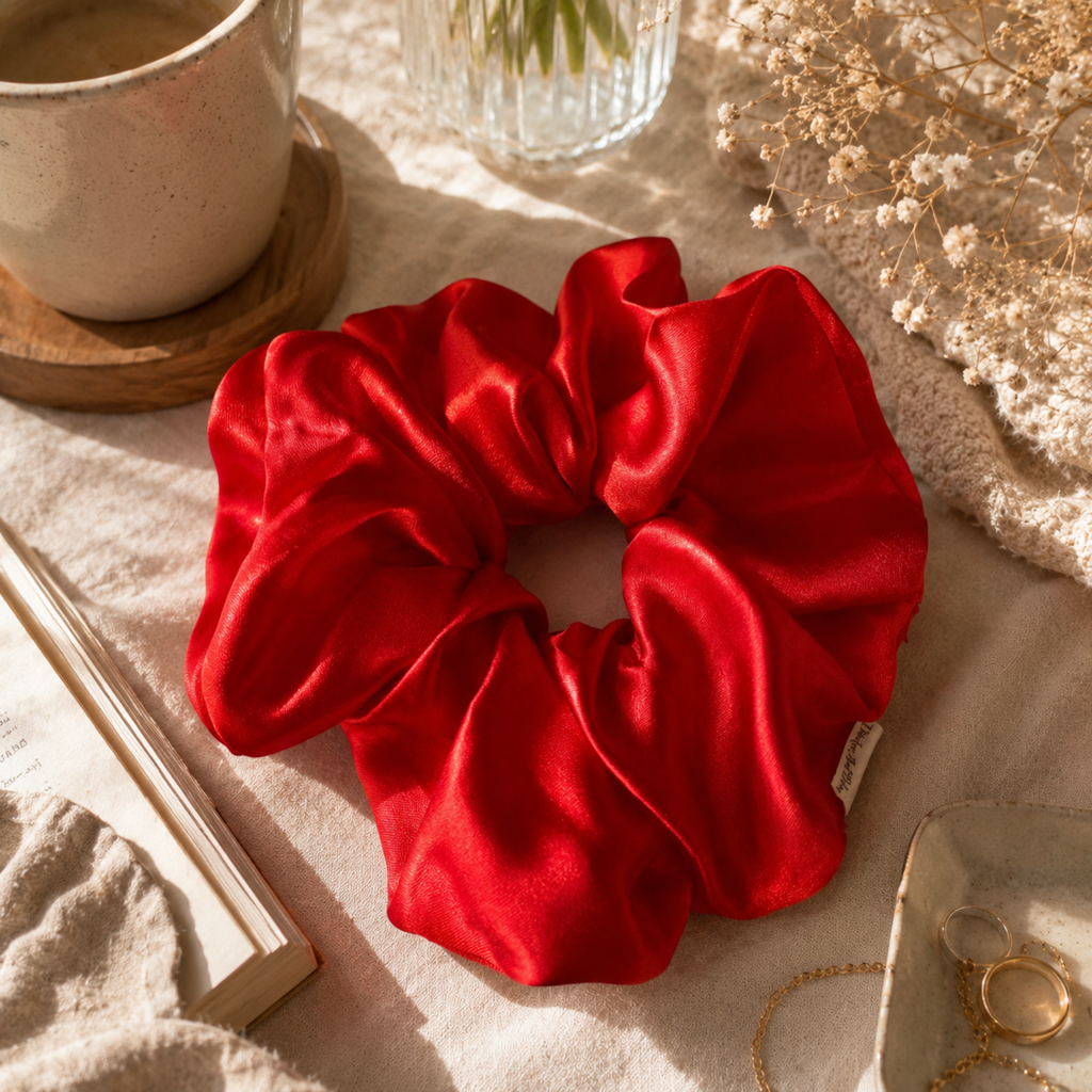 Crimson Bloom Scrunchie