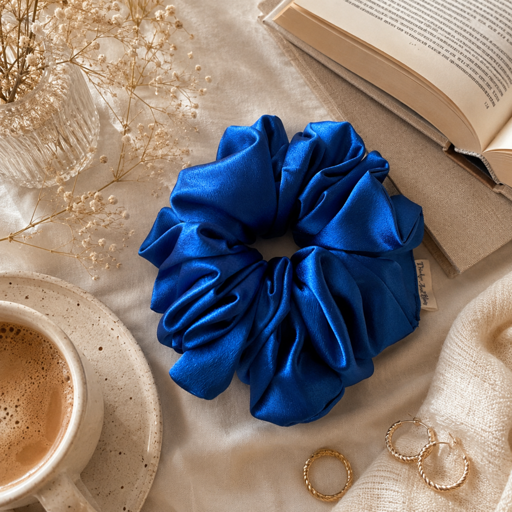 Royal Blue Satin Scrunchie