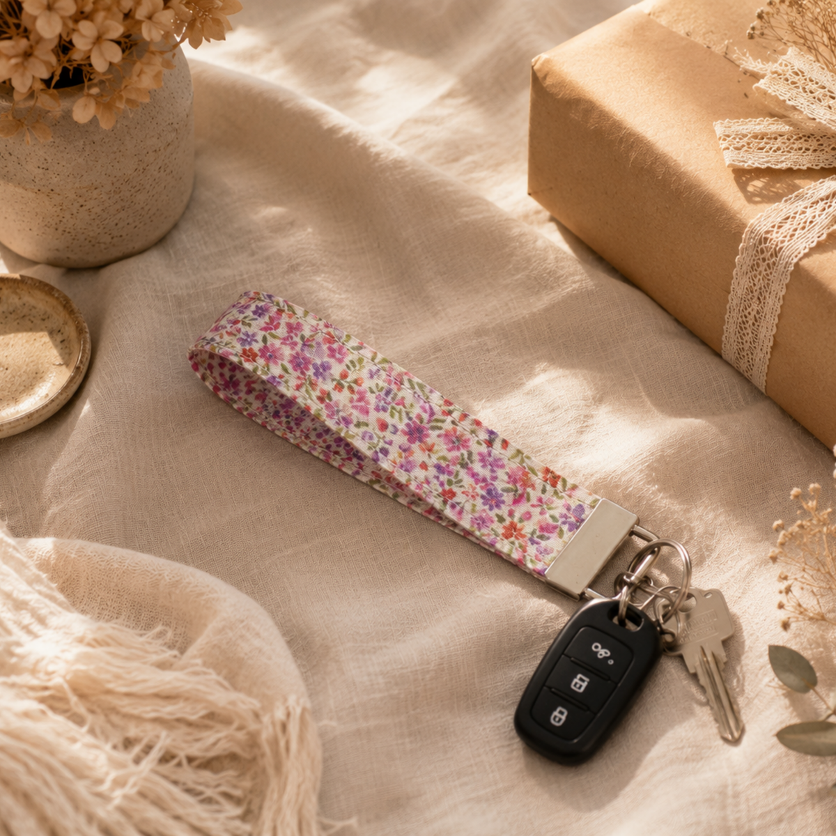 Lavender Field Wristlet Keychain