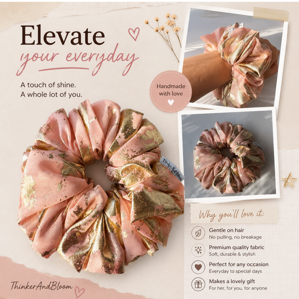 Gilded Blush Satin Scrunchie