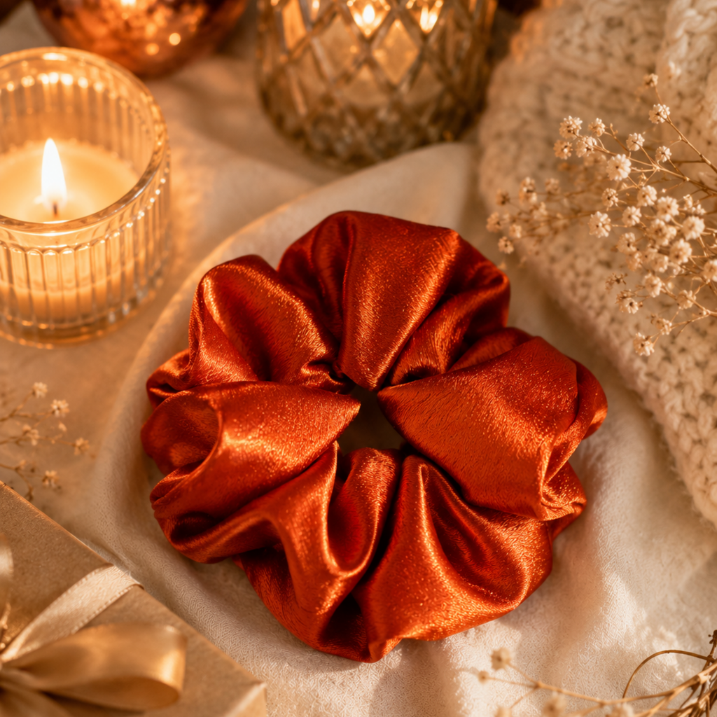 Autumn Ember Satin Scrunchie
