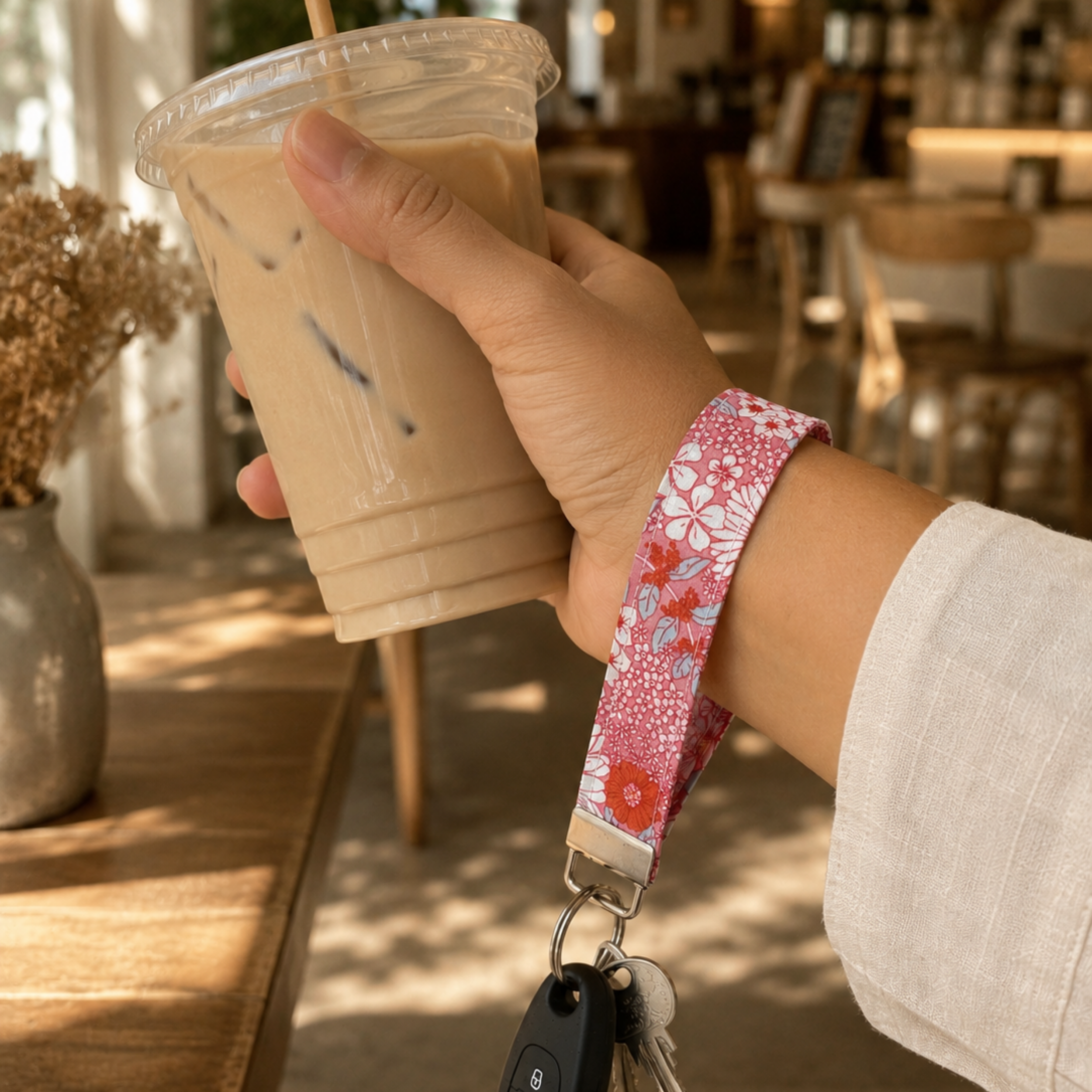 Sunset Bloom Wristlet Keychain