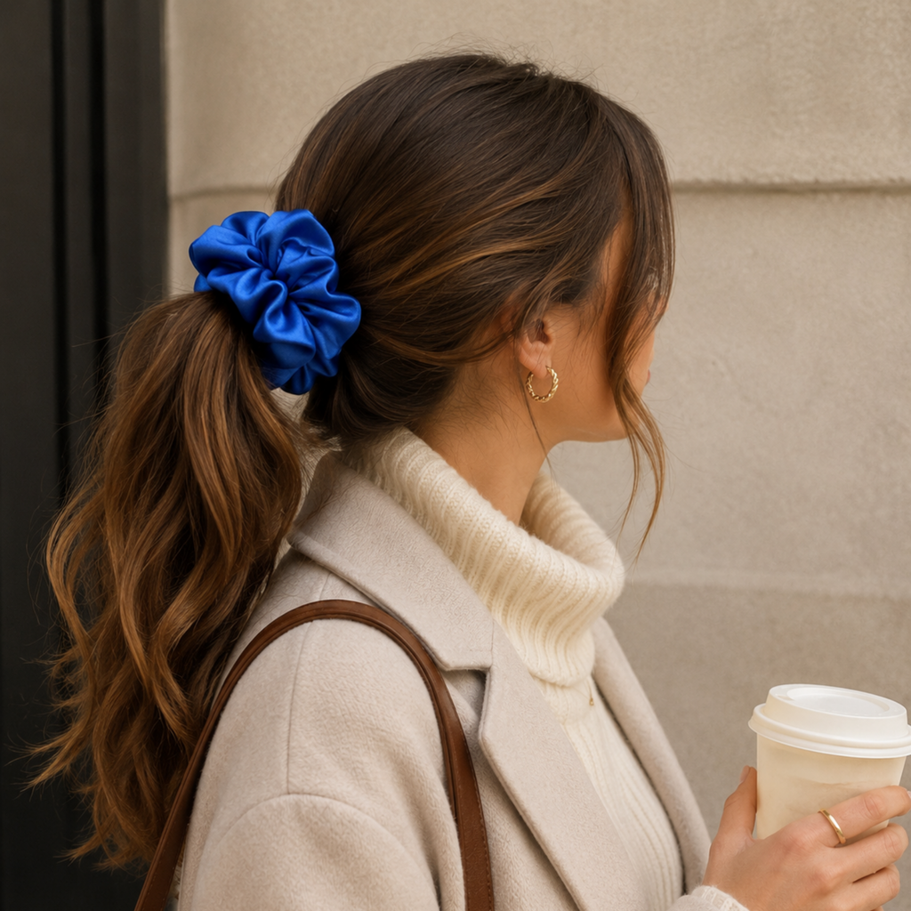 Royal Blue Satin Scrunchie