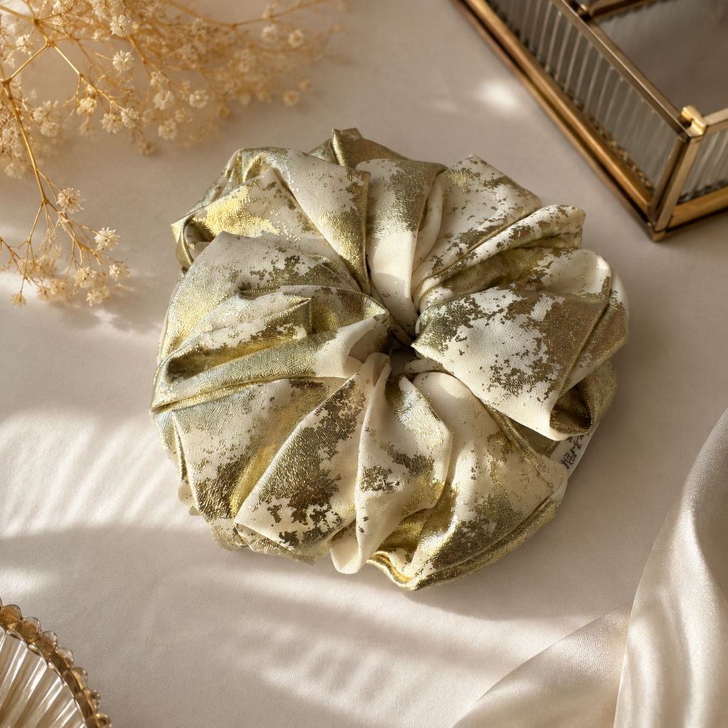 Champagne Gold Satin Scrunchie