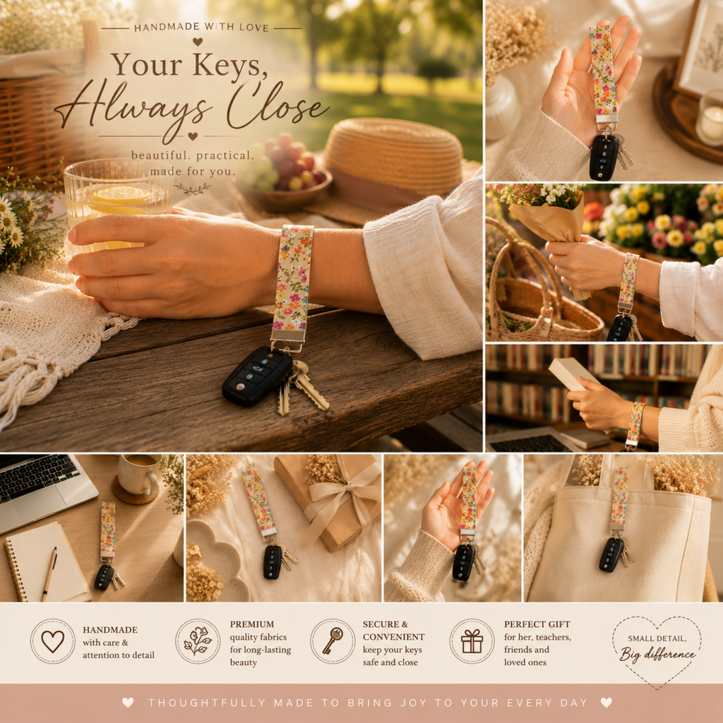 Wildflower Spritz Wristlet Keychain