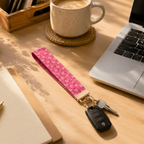 Pink Gold Flake Wristlet Keychain