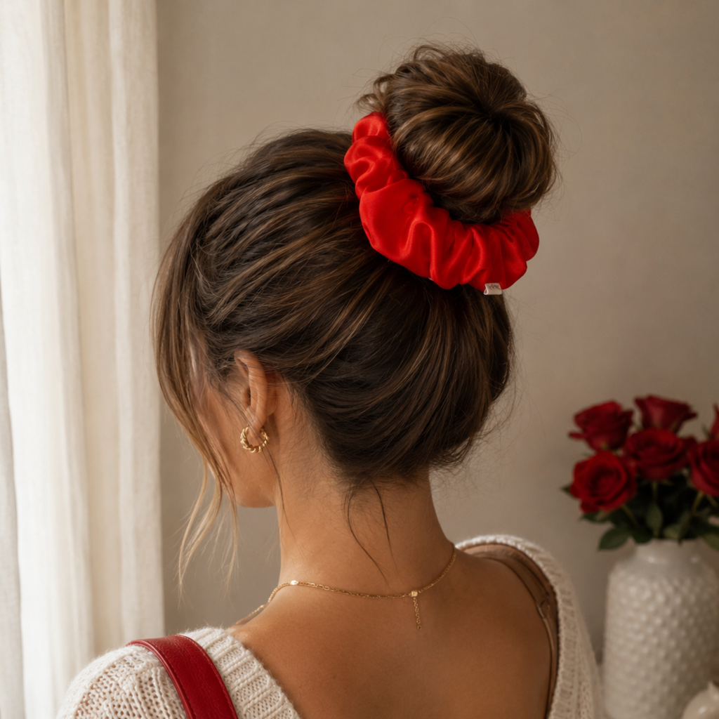 Crimson Bloom Scrunchie