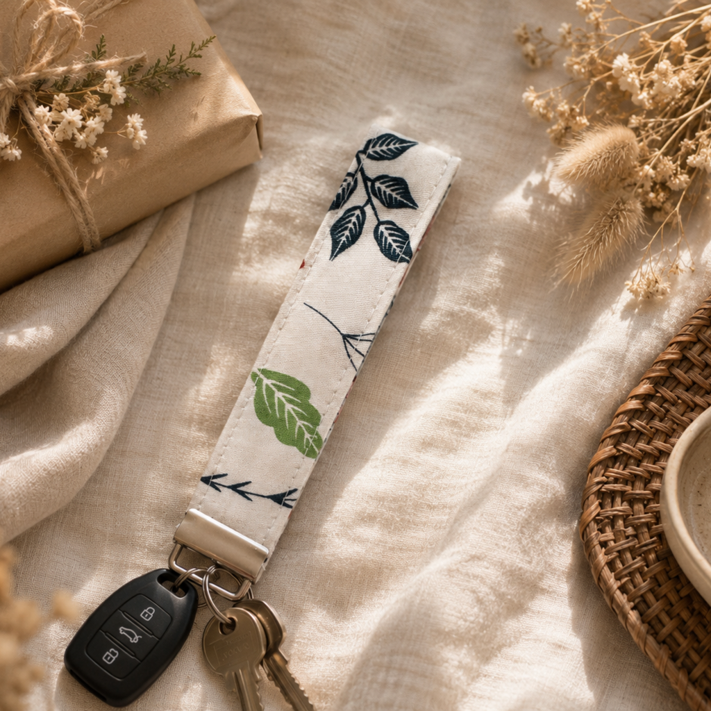 Butterfly Kisses – Handmade Fabric Wristlet Keychain