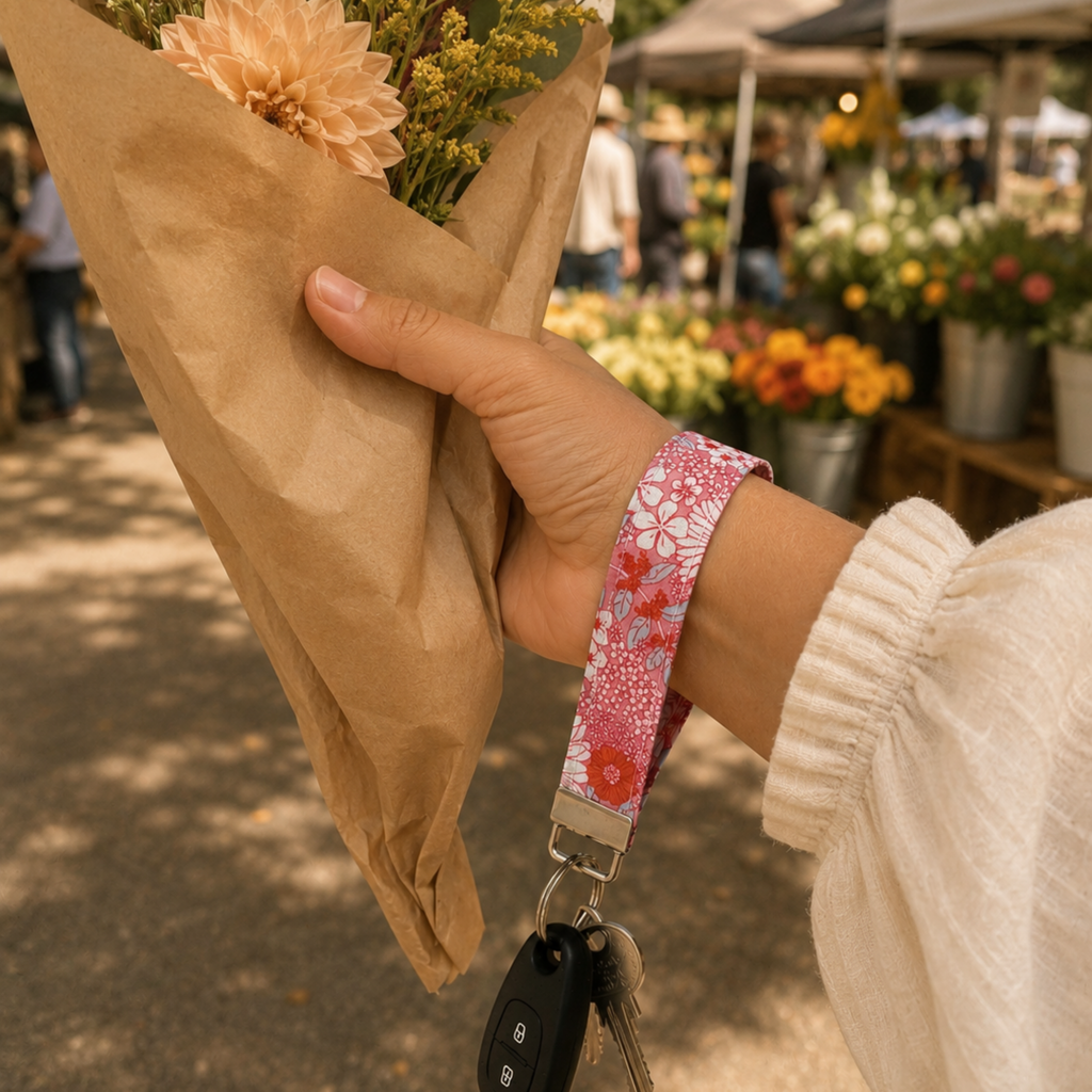 Sunset Bloom Wristlet Keychain