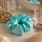 Frosted Blooms Scrunchie – Large Handmade Satin Scrunchie
