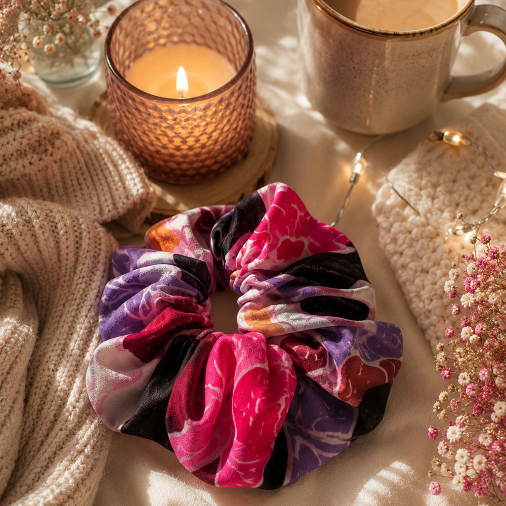 Wild Bloom Scrunchie – Large Handmade Floral Scrunchie