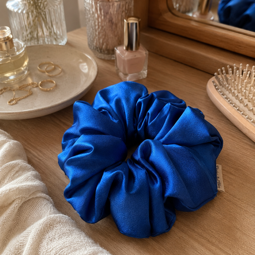 Royal Blue Satin Scrunchie
