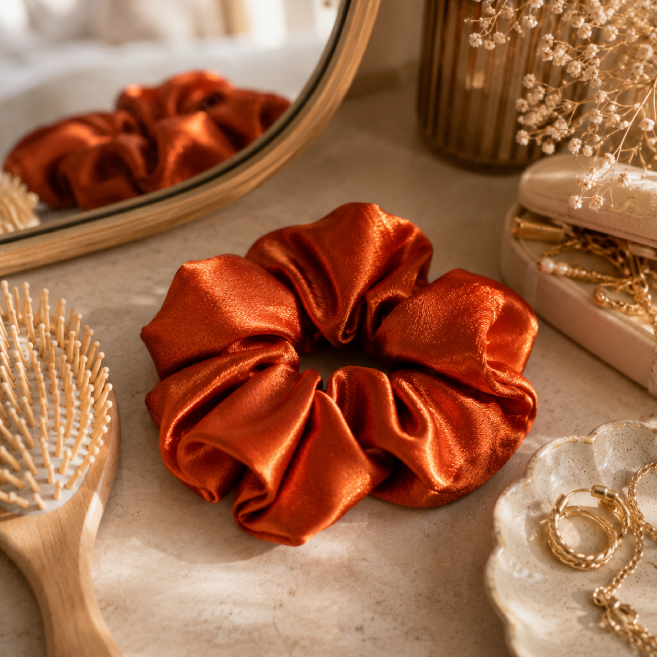 Autumn Ember Satin Scrunchie