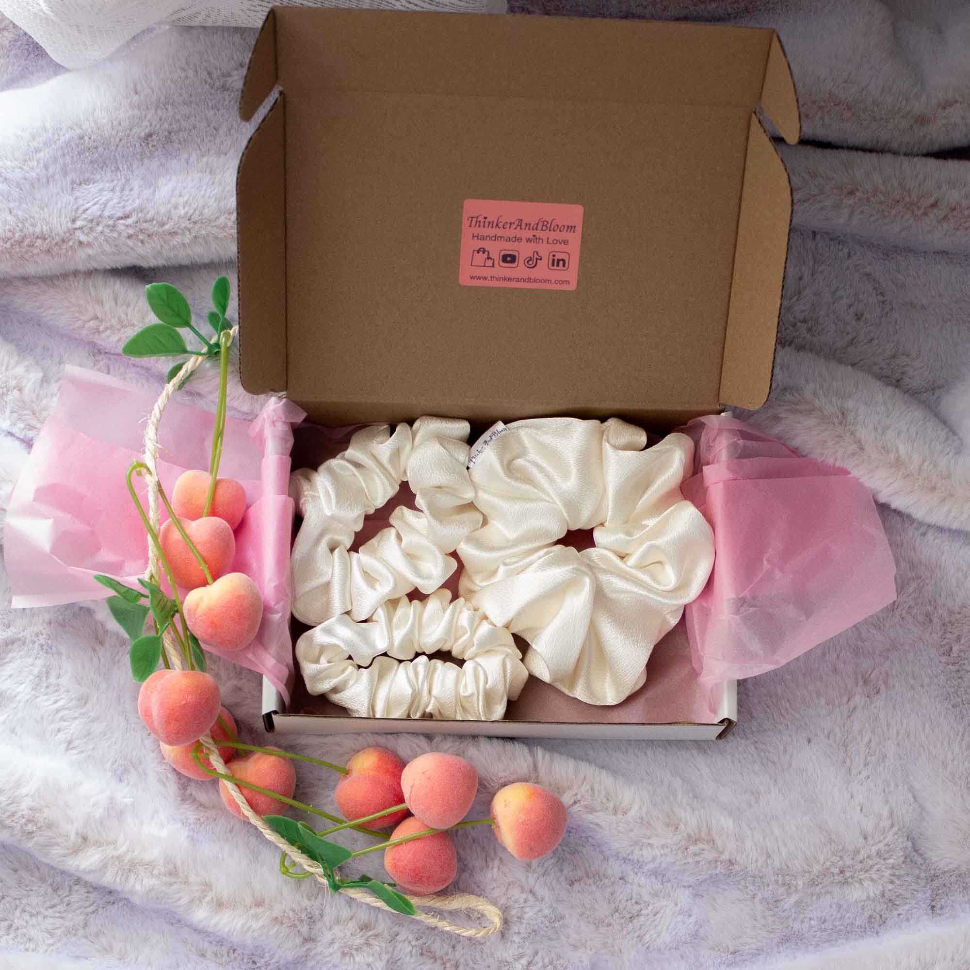 Buttercream Bloom Set – The Satin Scrunchie Trio of Dreams Bundle