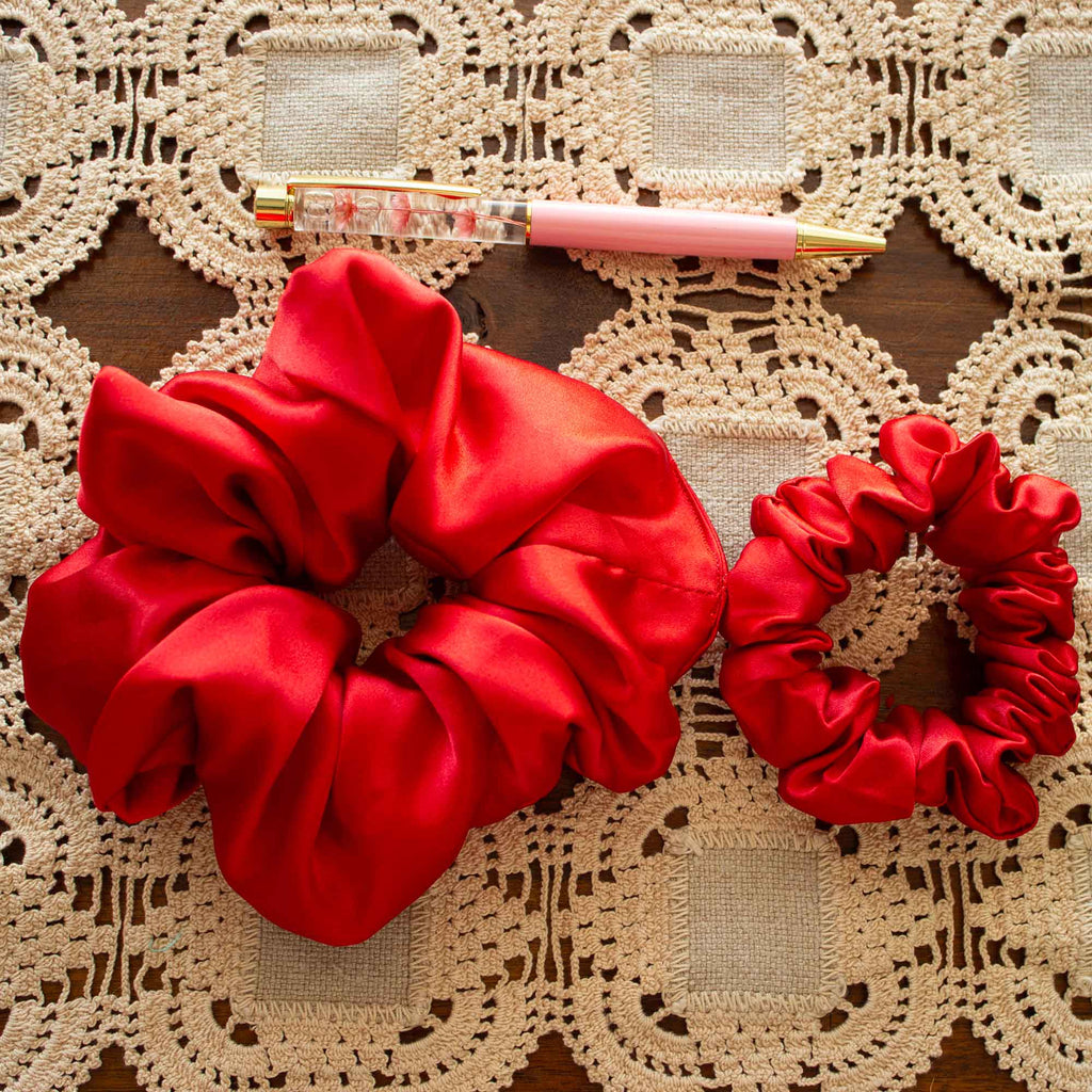 Crimson Bloom Scrunchie -Sime M or Mini