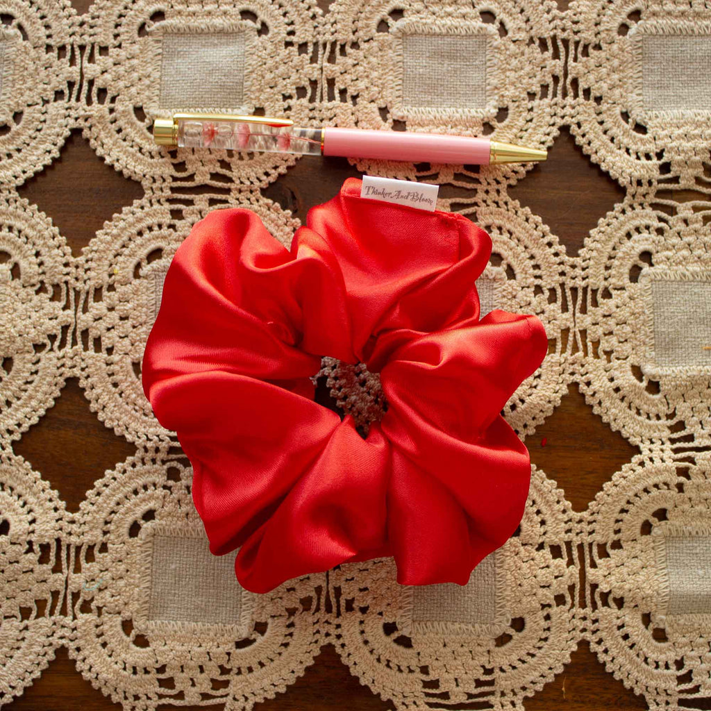 Crimson Bloom Scrunchie -Sime M or Mini