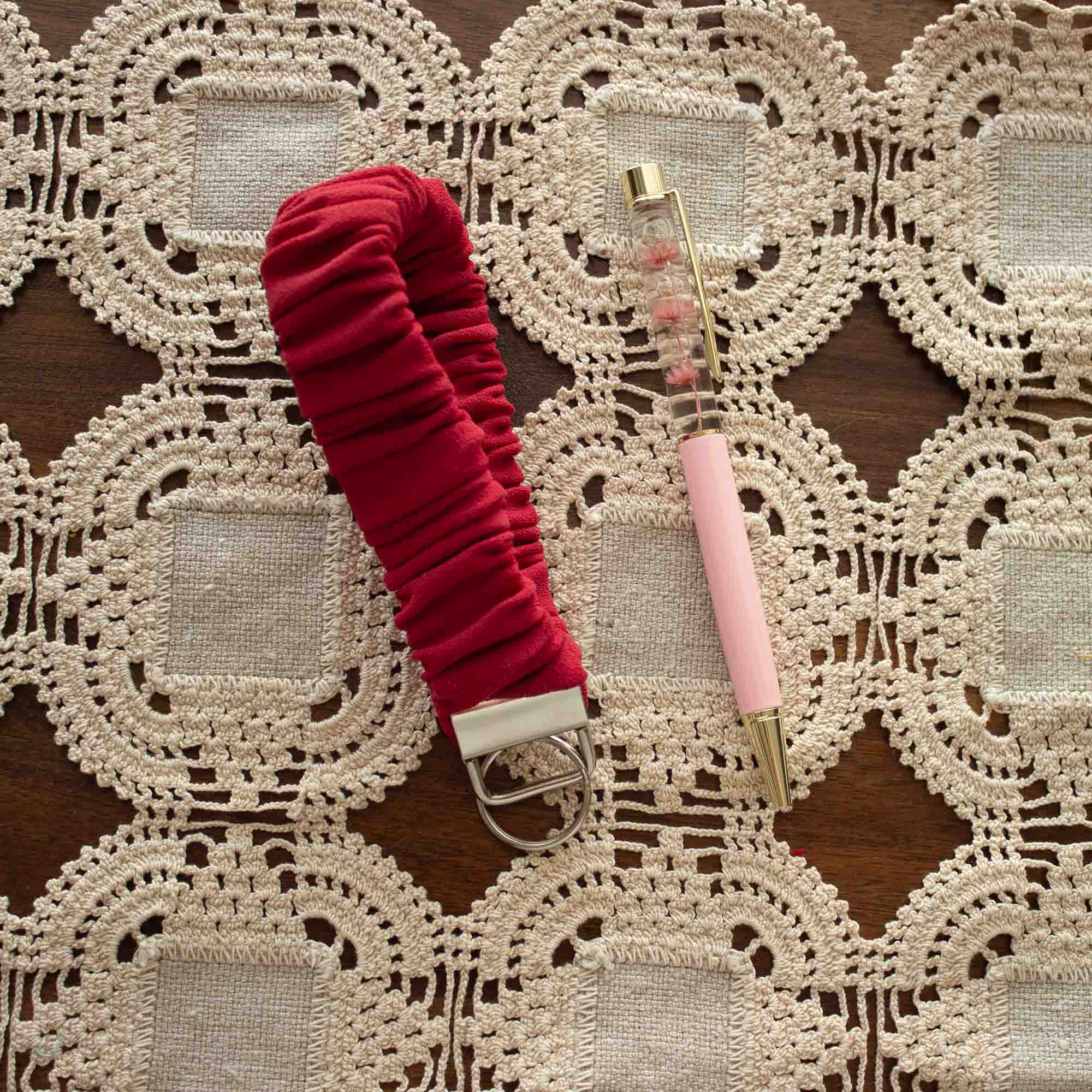 Crimson Flame Scrunchie Wristlet