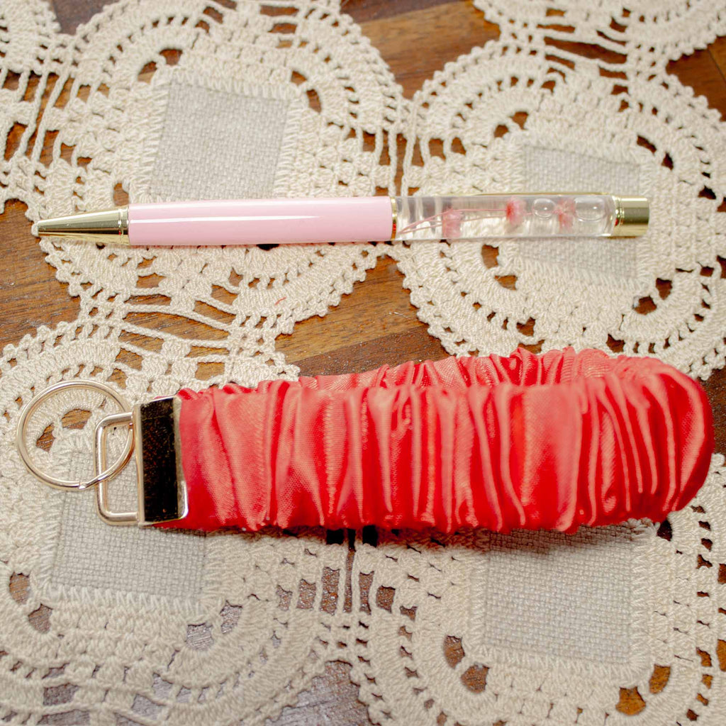 Crimson Bloom Scrunchie Wristlet