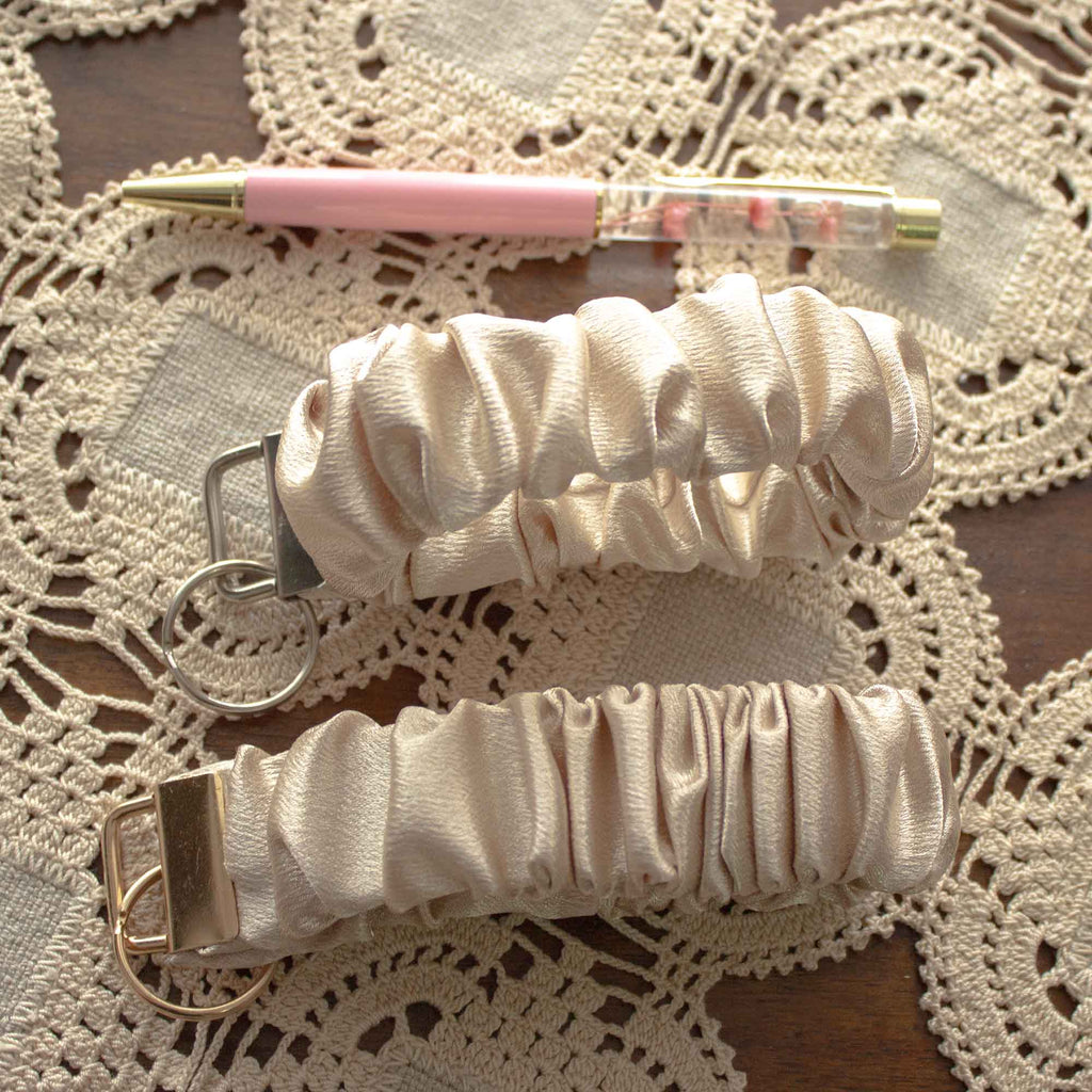 Dusty Pearl Scrunchie Wristlet