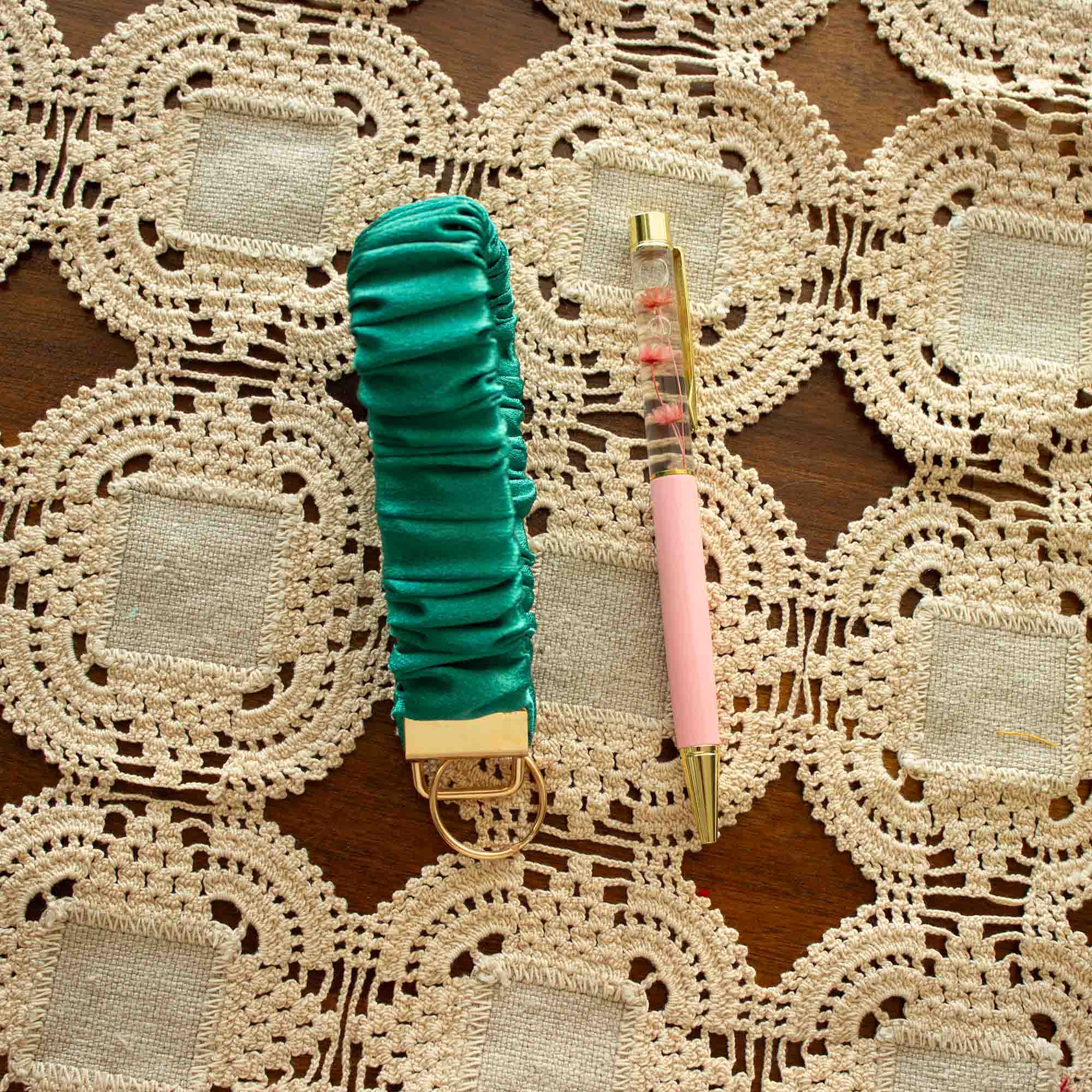 Emerald Whirl Scrunchie Wristlet