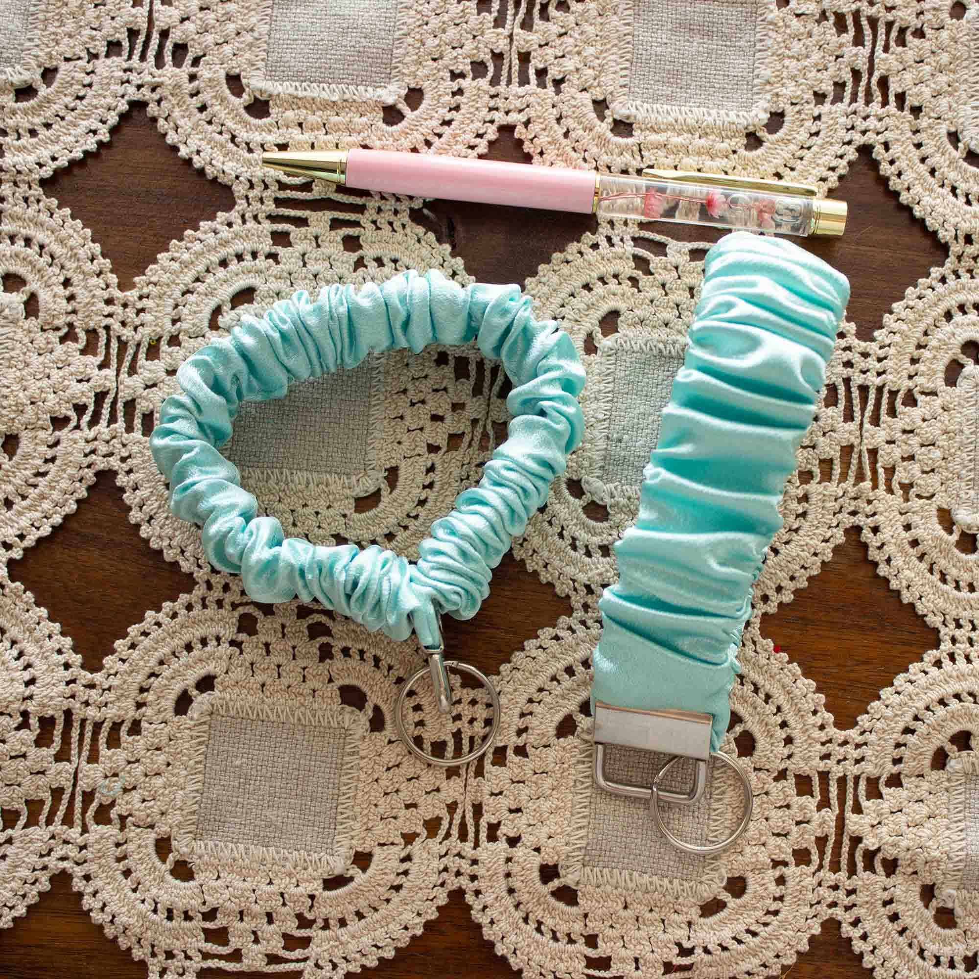 Frosted Bloom Scrunchie Wristlet