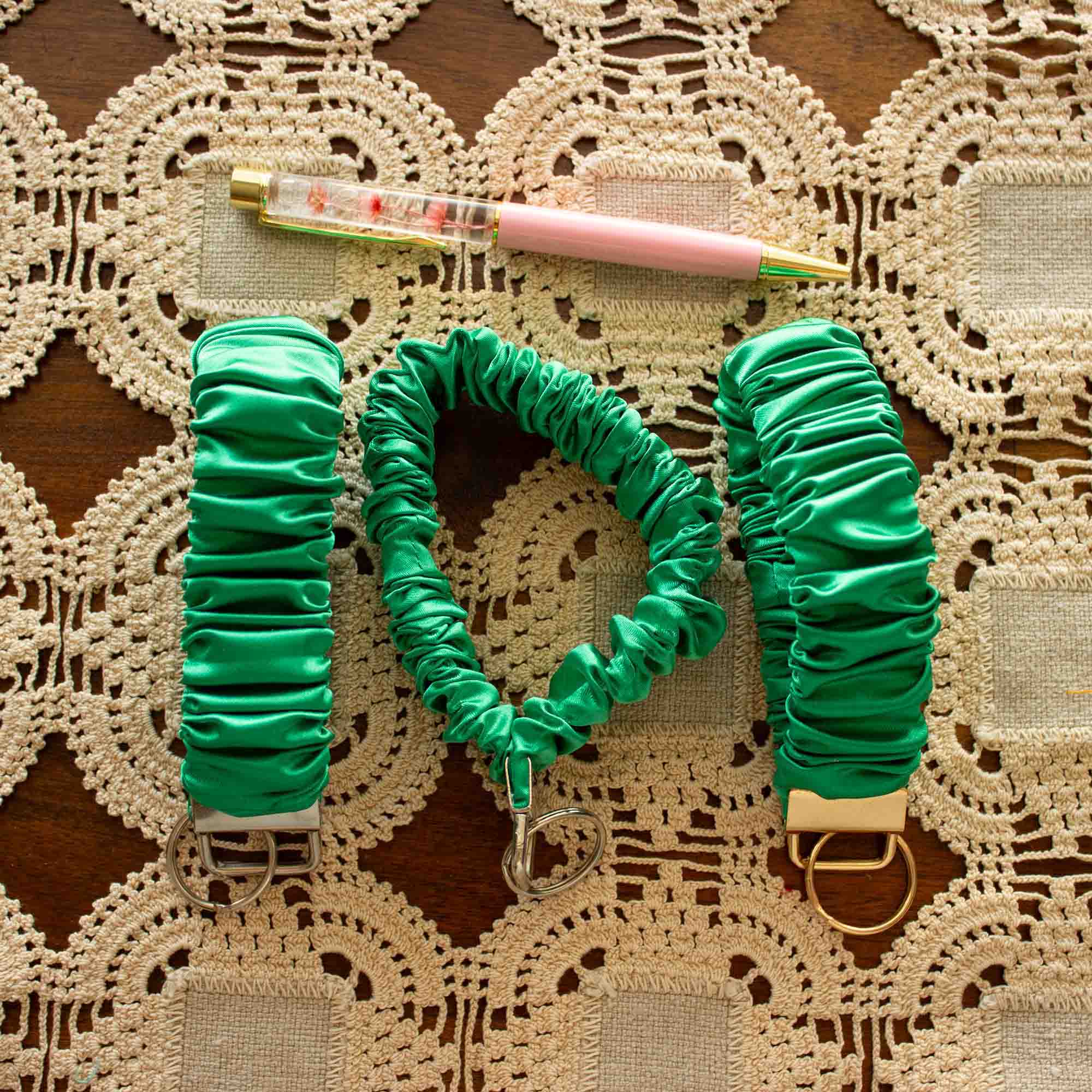 Jade Luxe Scrunchie Wristlet