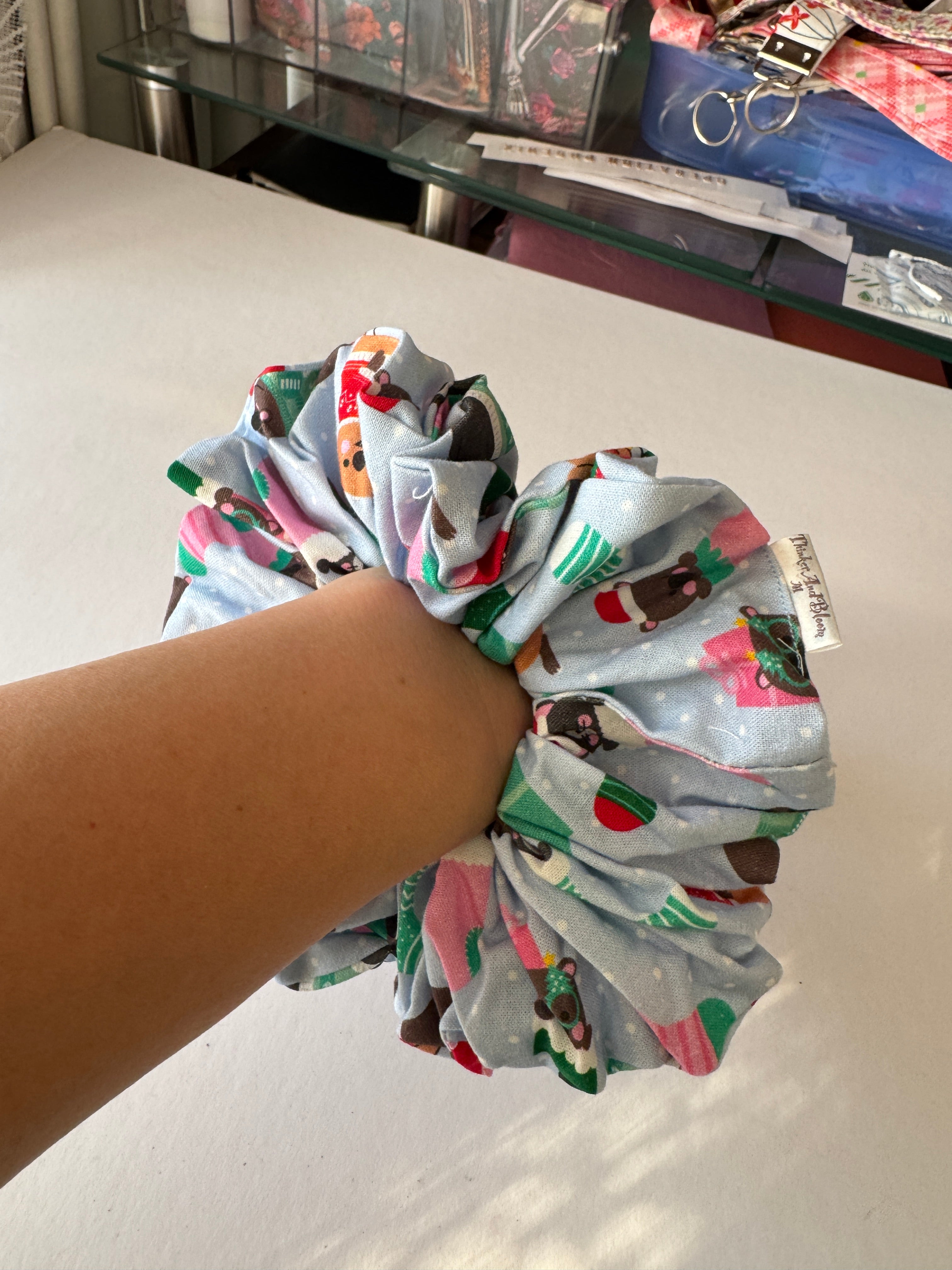 Jingle Jammies Christmas Scrunchie | Handmade Festive Hair Accessory