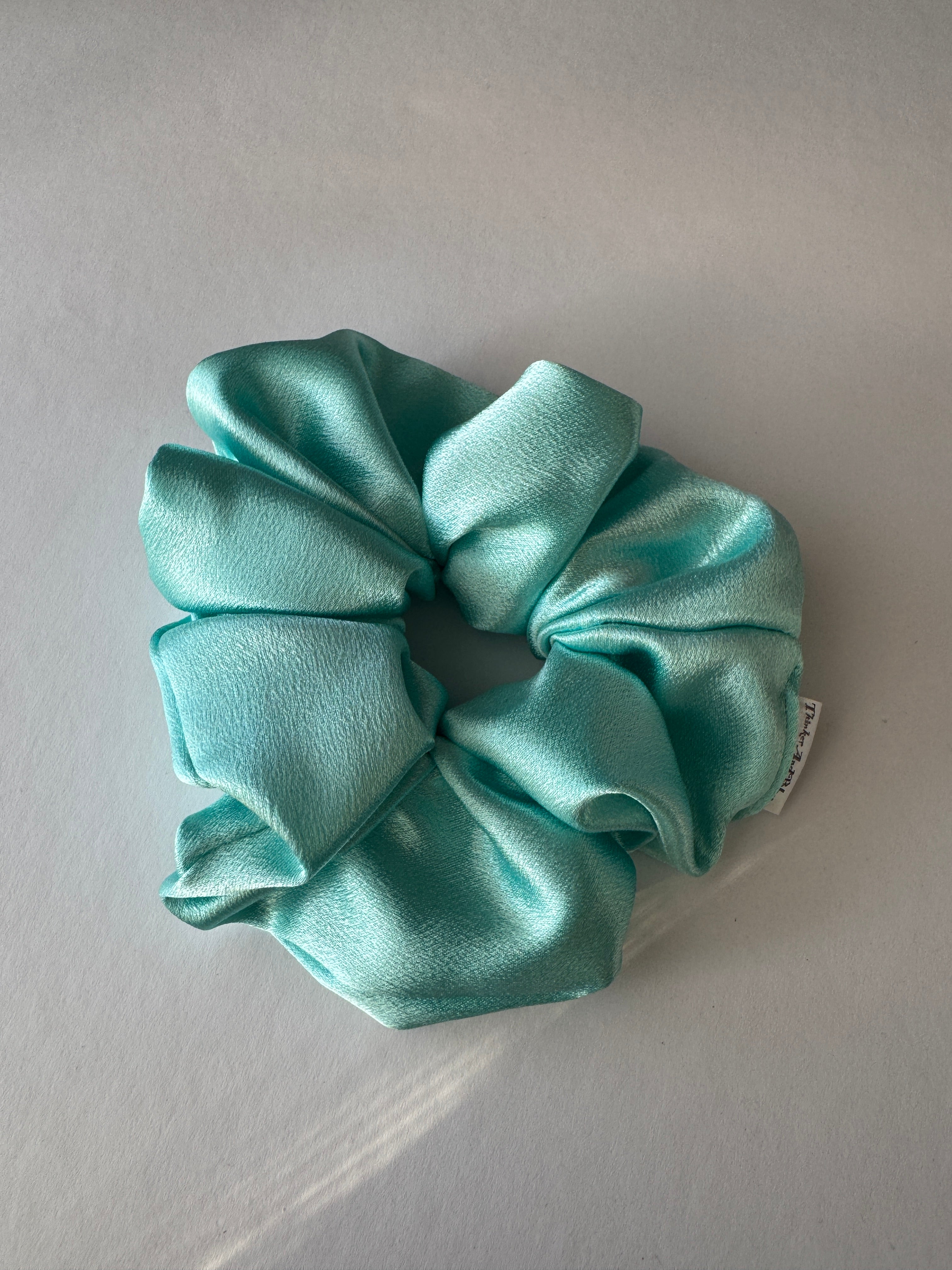Frosted Blooms Scrunchie – Large Handmade Satin Scrunchie