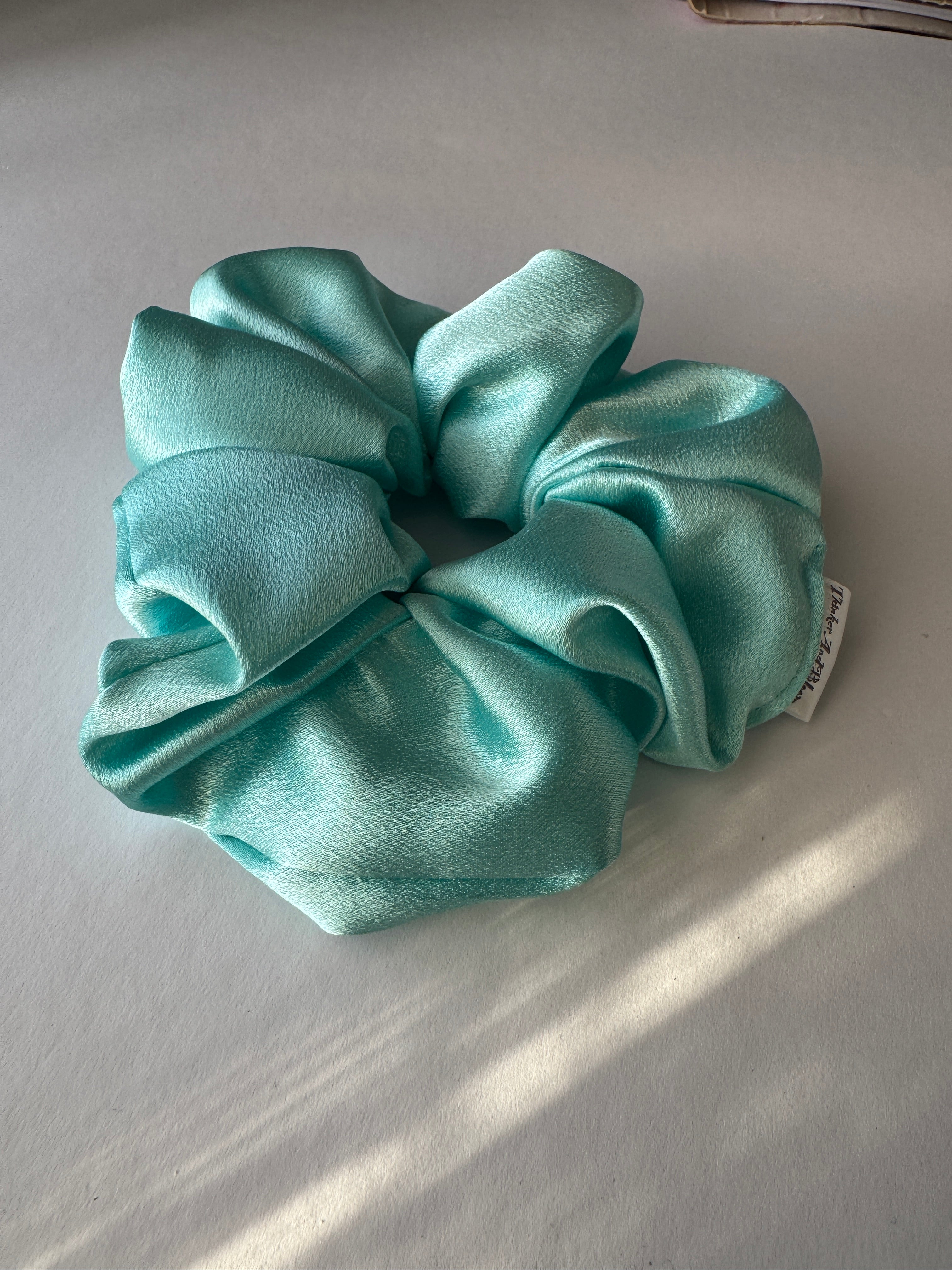 Frosted Blooms Scrunchie – Large Handmade Satin Scrunchie