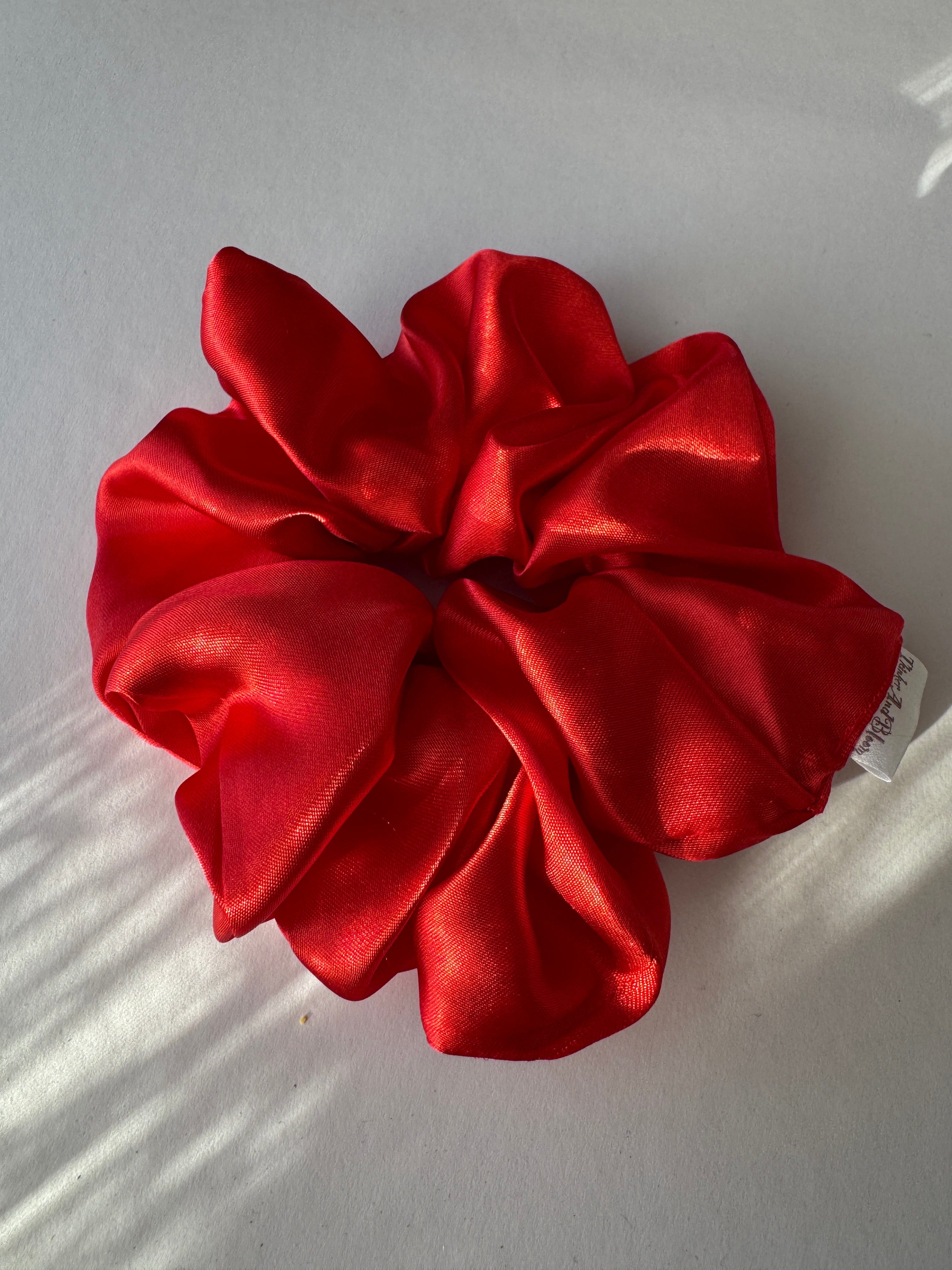 Crimson Kiss Satin Scrunchie