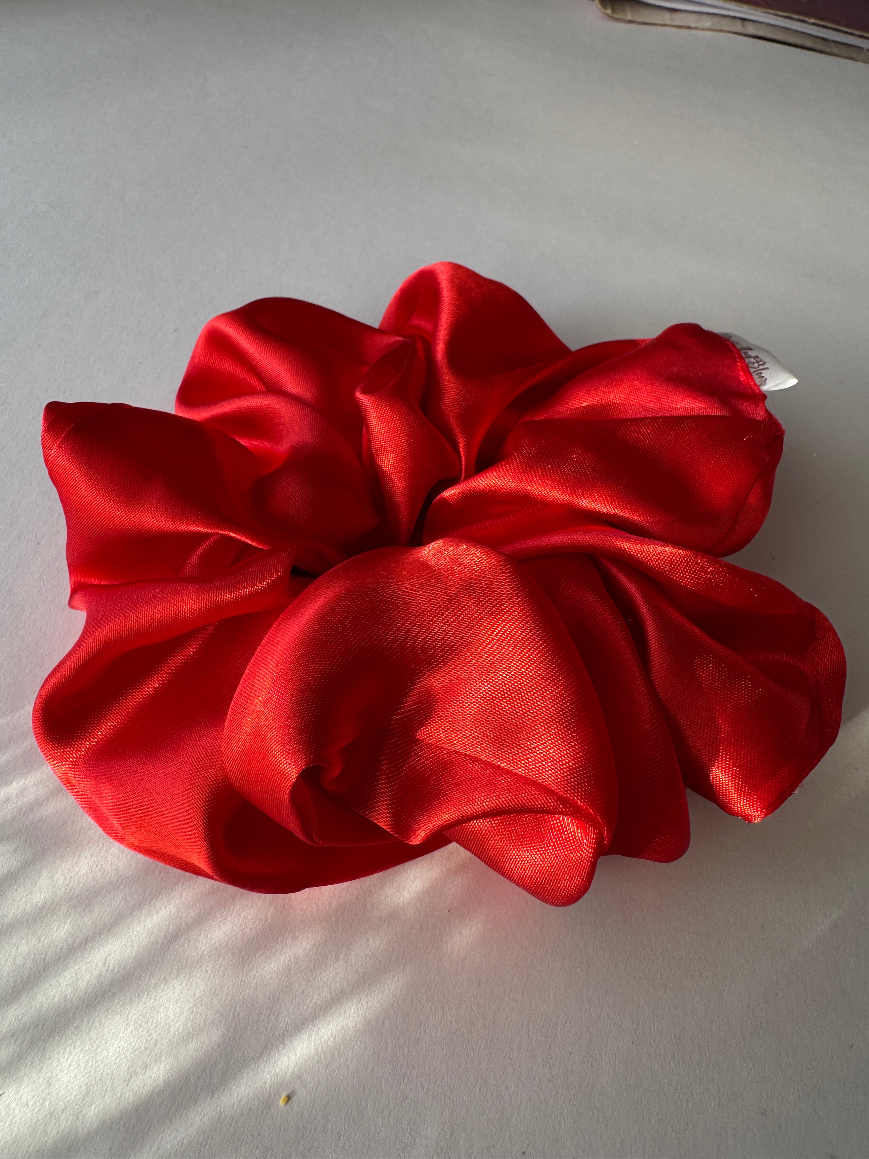 Crimson Kiss Satin Scrunchie