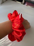 Crimson Kiss Satin Scrunchie