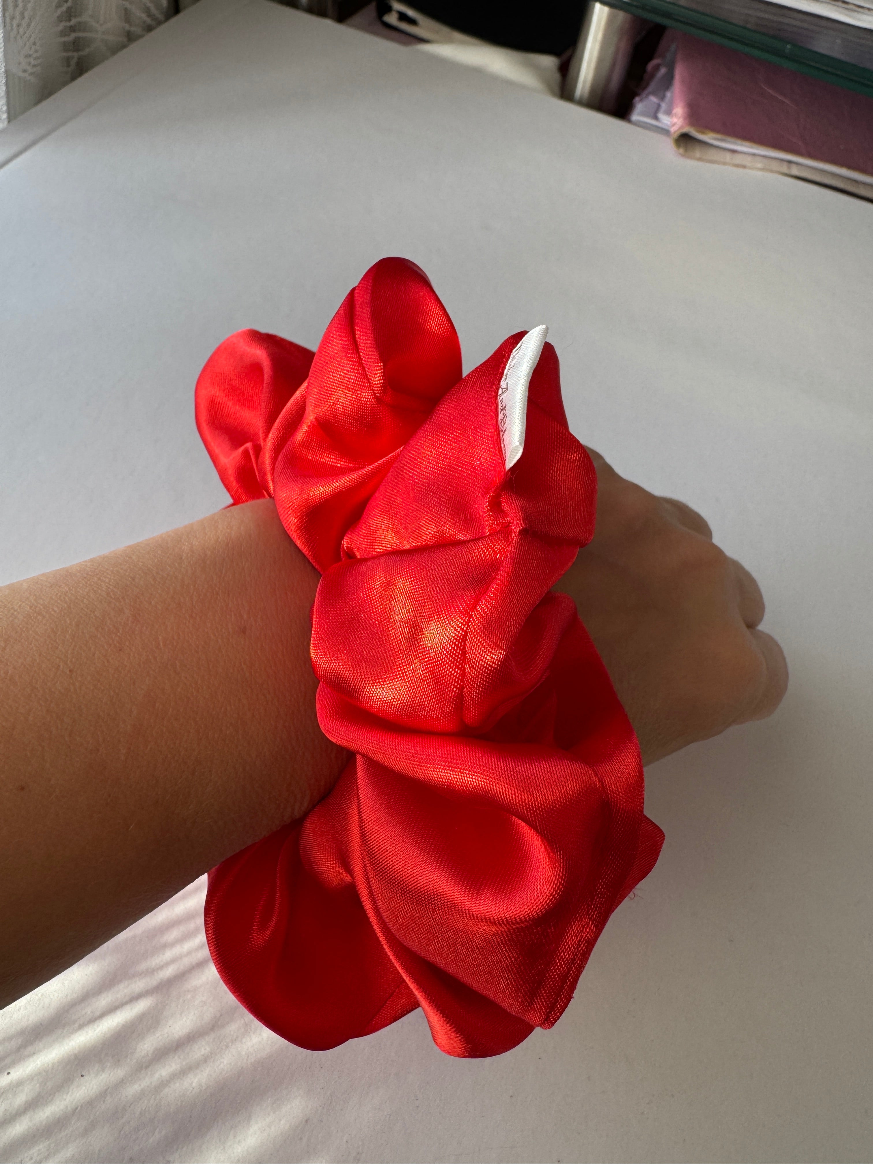 Crimson Kiss Satin Scrunchie