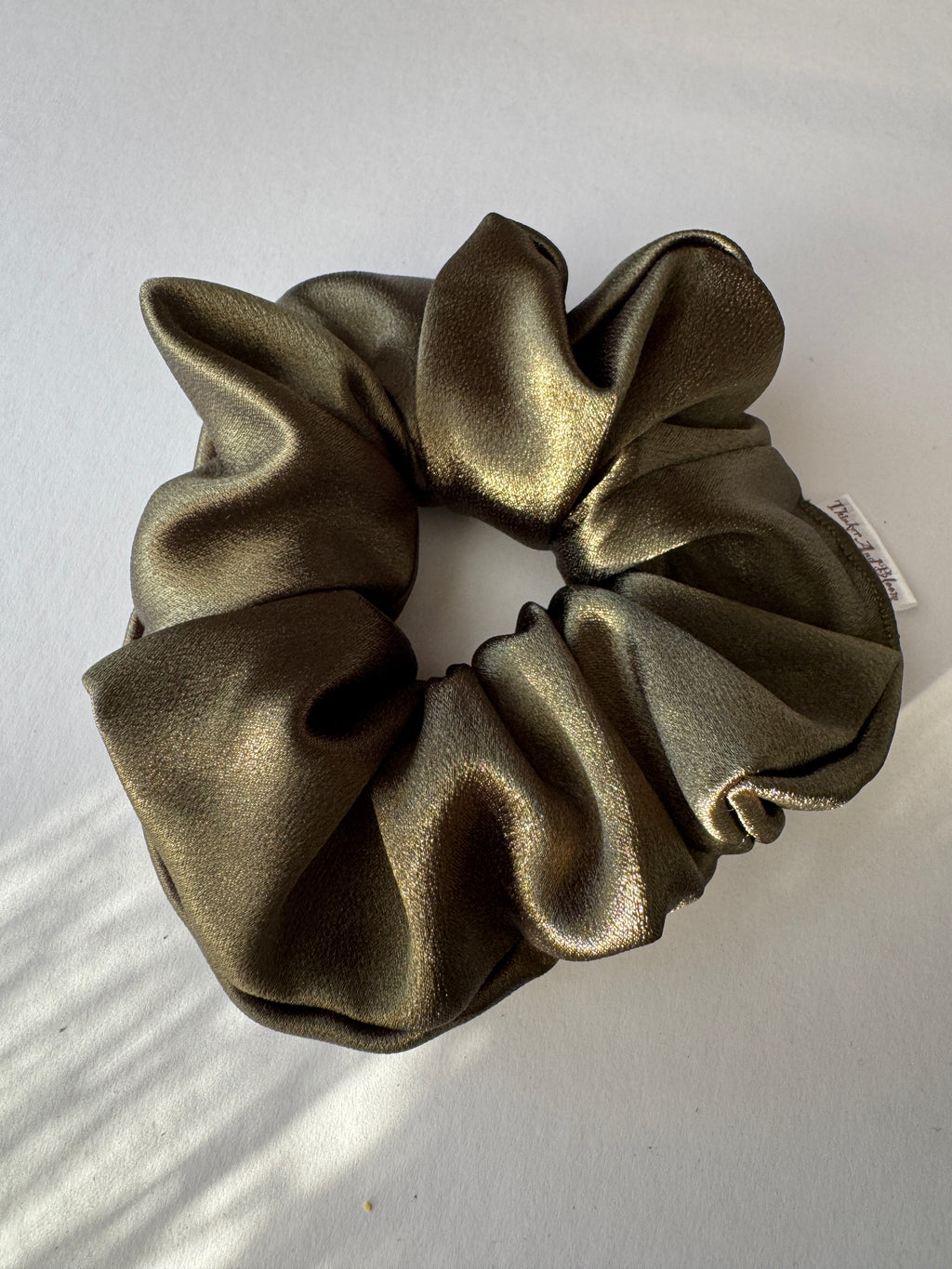 Olive Luxe Large Satin Scrunchie - Handmade