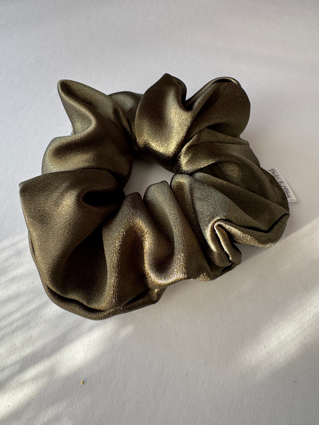 Olive Luxe Large Satin Scrunchie - Handmade