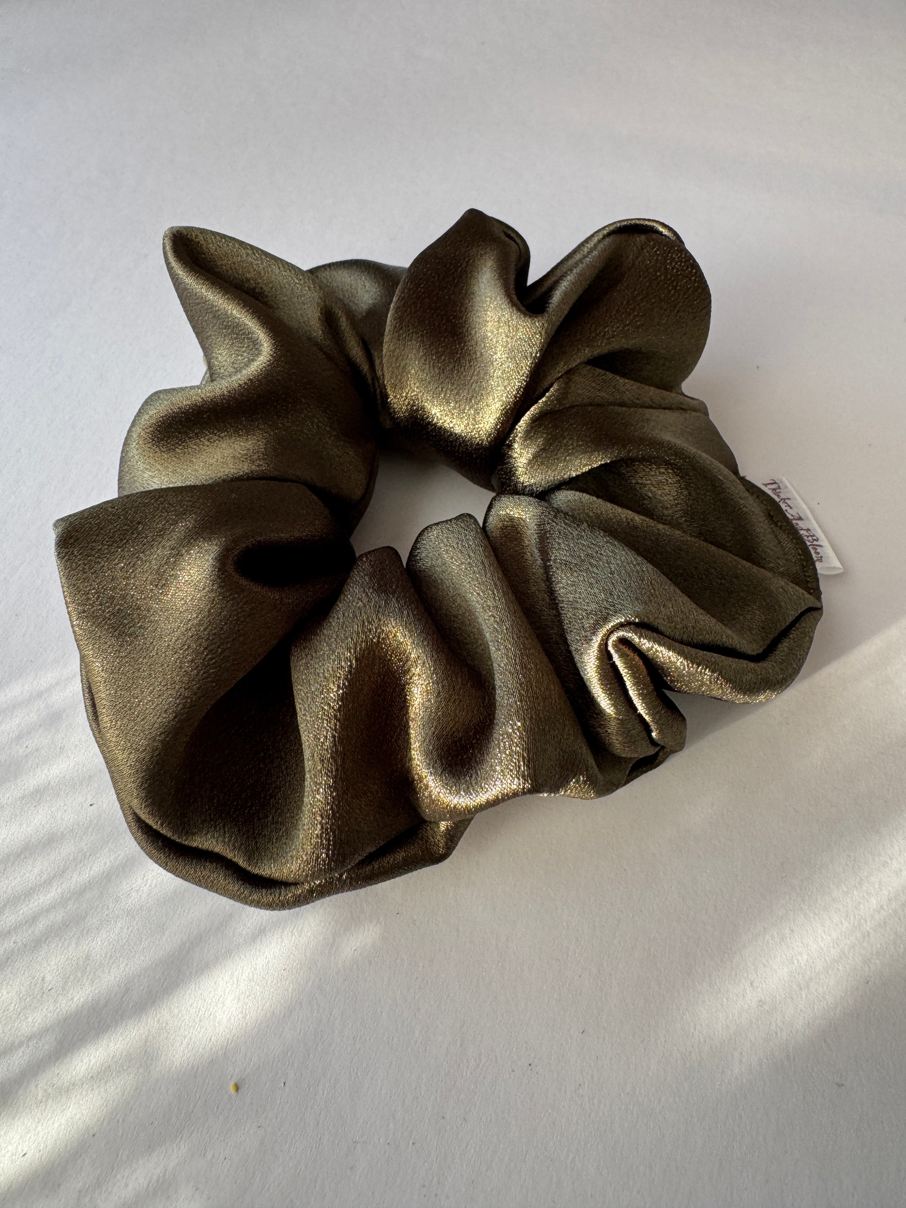 Olive Luxe Large Satin Scrunchie - Handmade