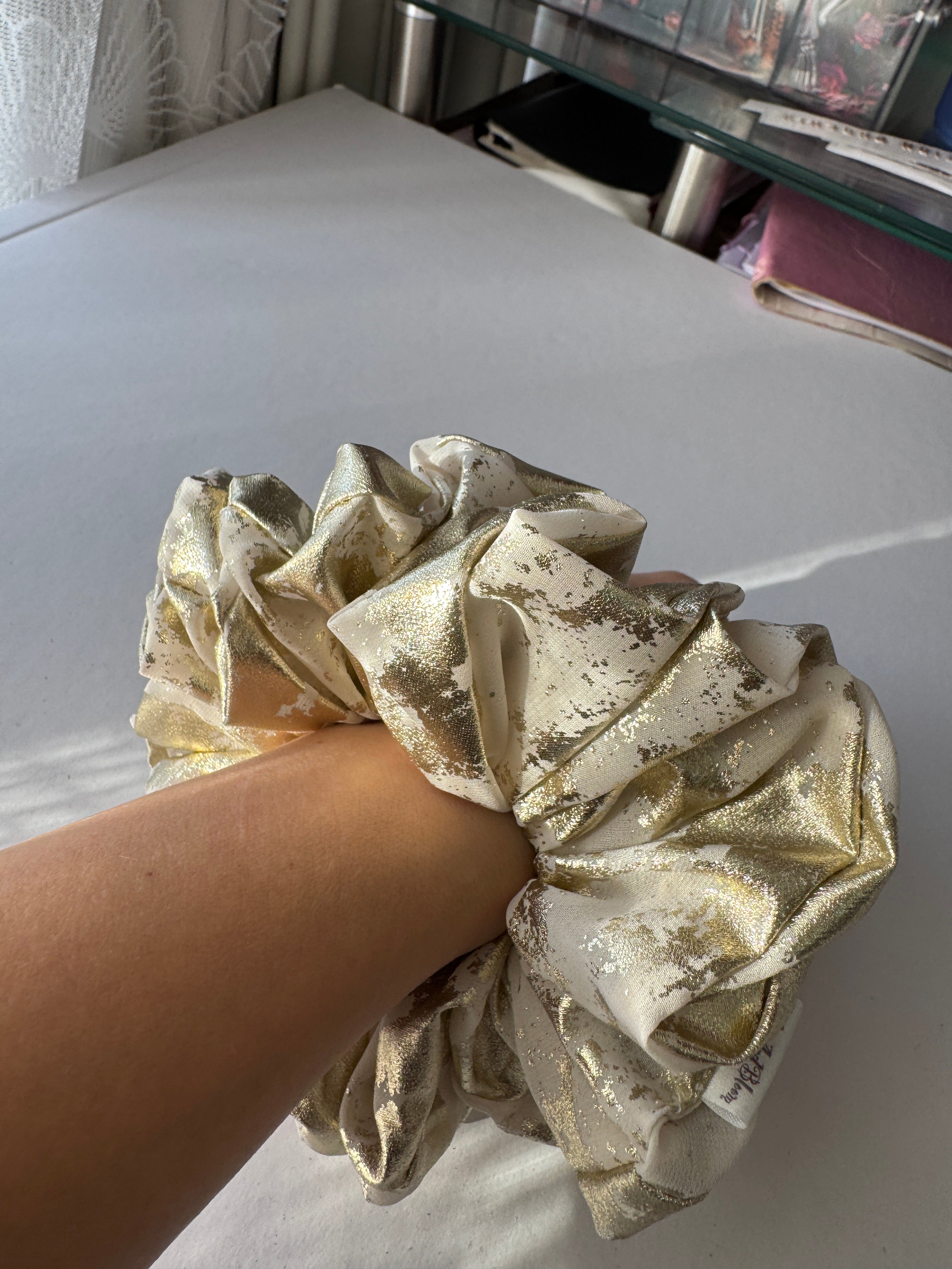 Champagne Gold Satin Scrunchie