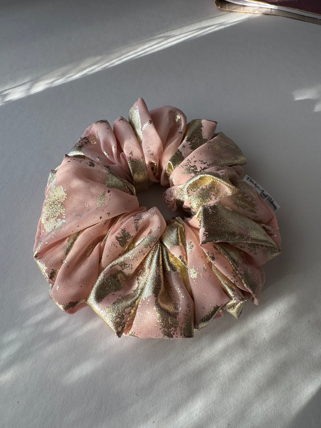 Gilded Blush Satin Scrunchie