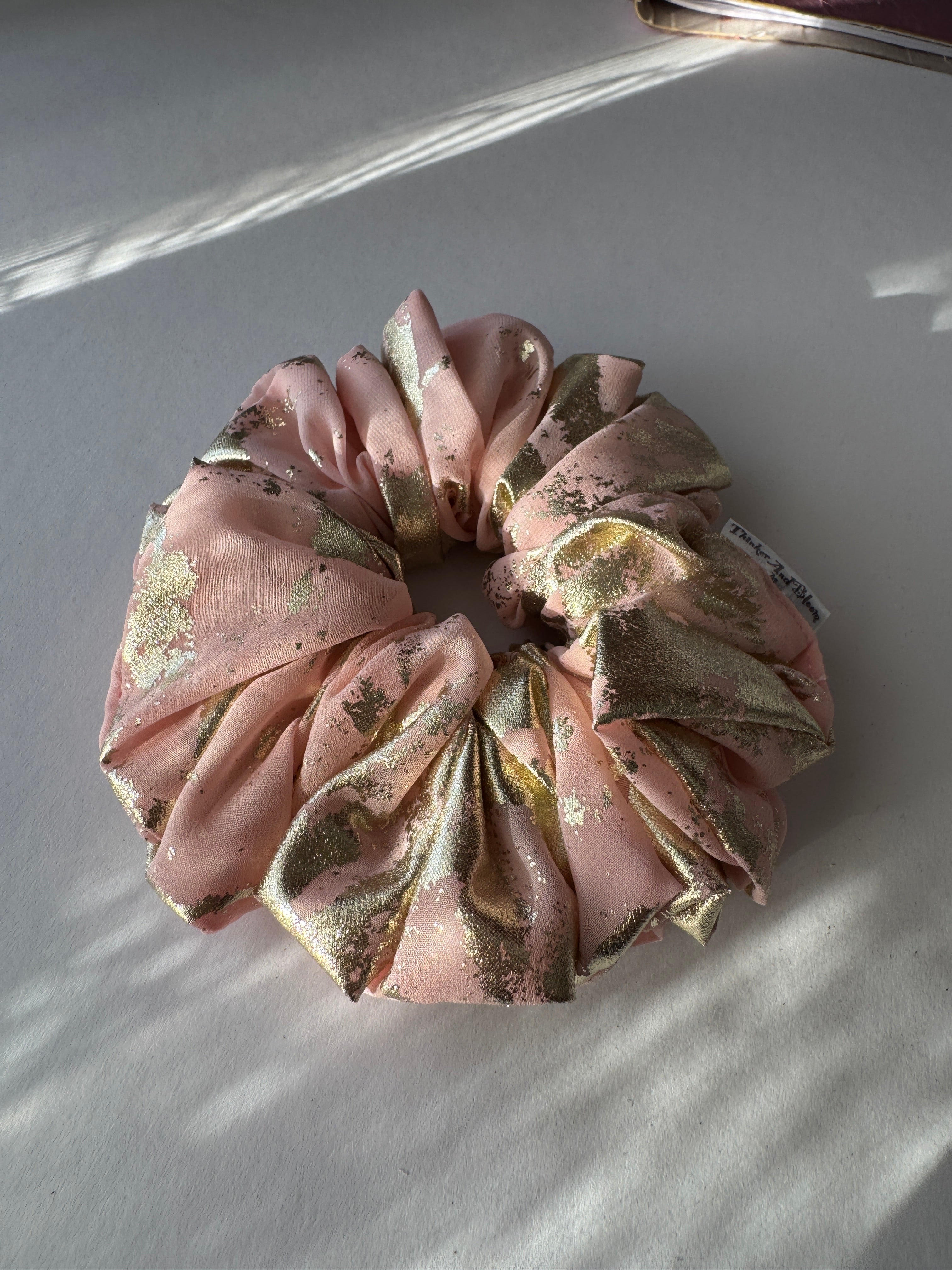 Gilded Blush Satin Scrunchie