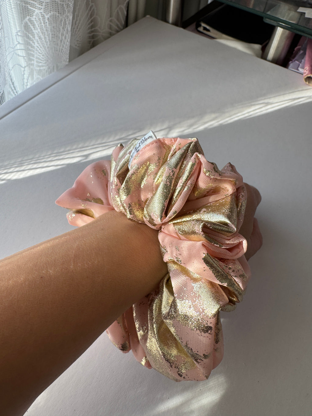 Gilded Blush Satin Scrunchie