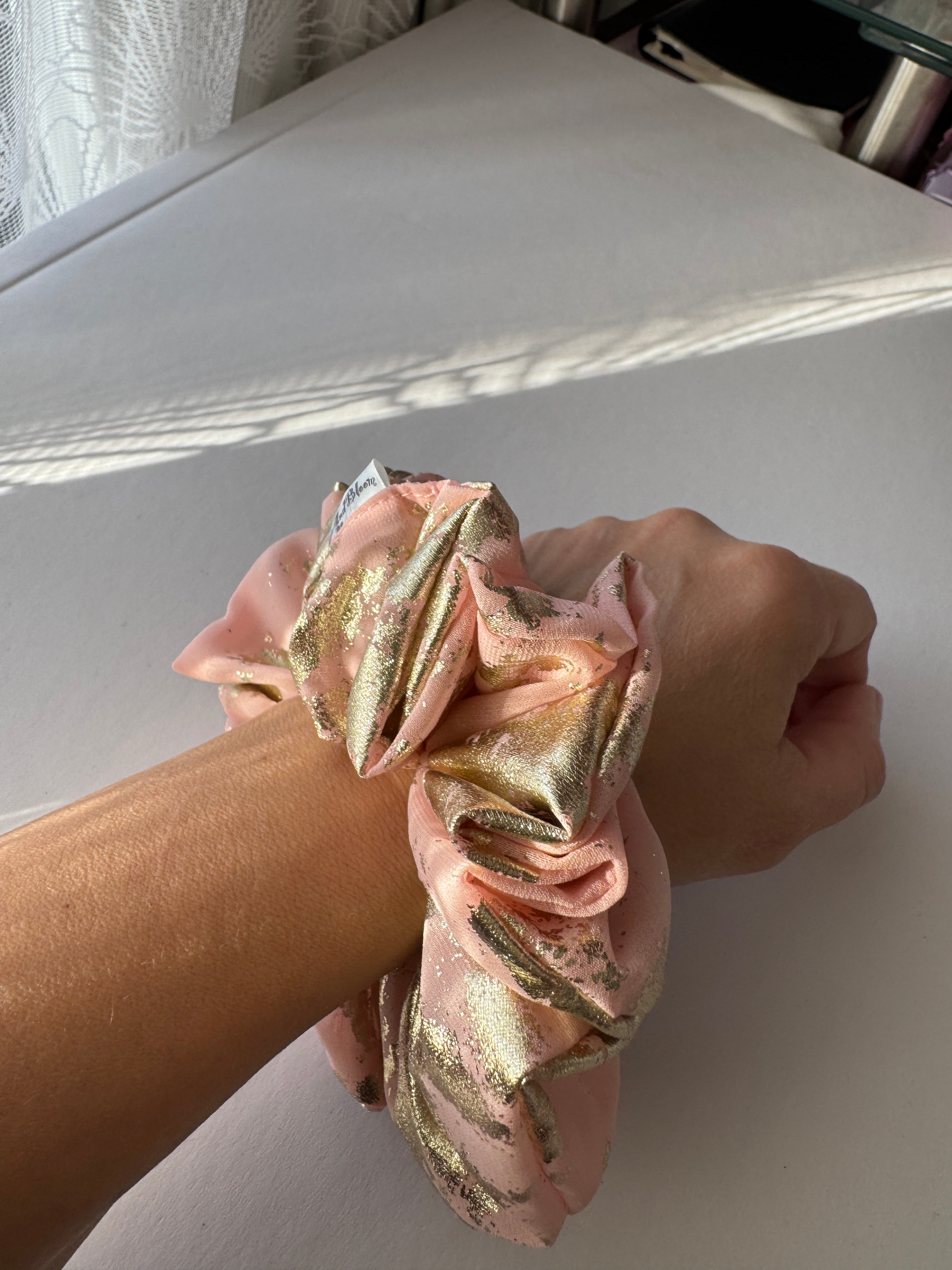 Gilded Blush Satin Scrunchie