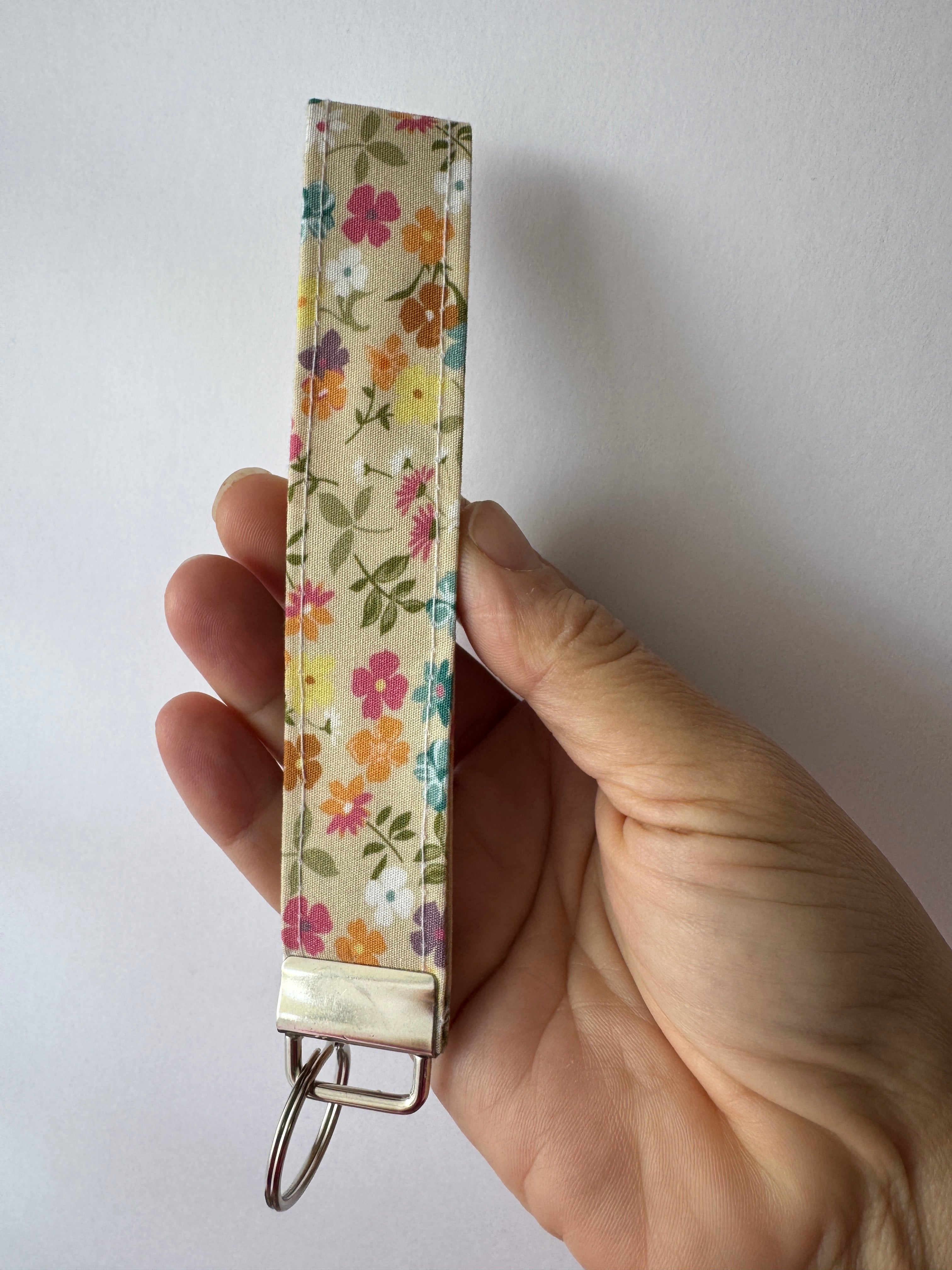 Wildflower Spritz Wristlet Keychain | Handmade Floral Fabric Key Fob | Wrist Strap Key Holder | Teacher Gift | Car Key Wristlet