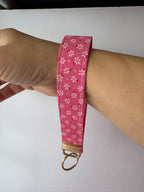 Pink Gold Flake Wristlet Keychain