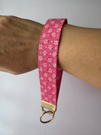 Pink Gold Flake Wristlet Keychain