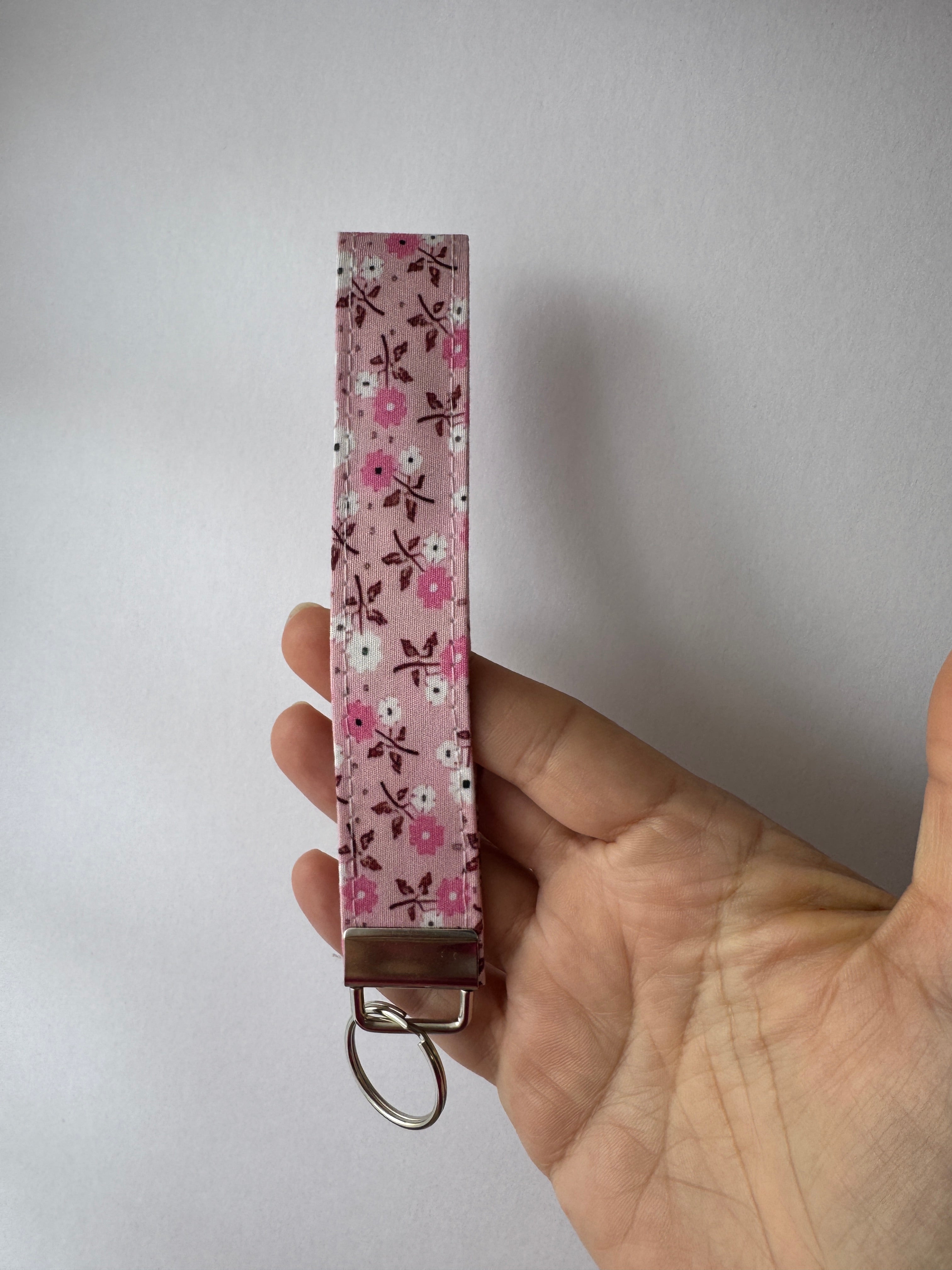 Cottage Posies Wristlet Keychain | Handmade Floral Key Fob | Fabric Wristlet Key Holder | Pink Keychain | Gift for Her | Cute Wrist Strap