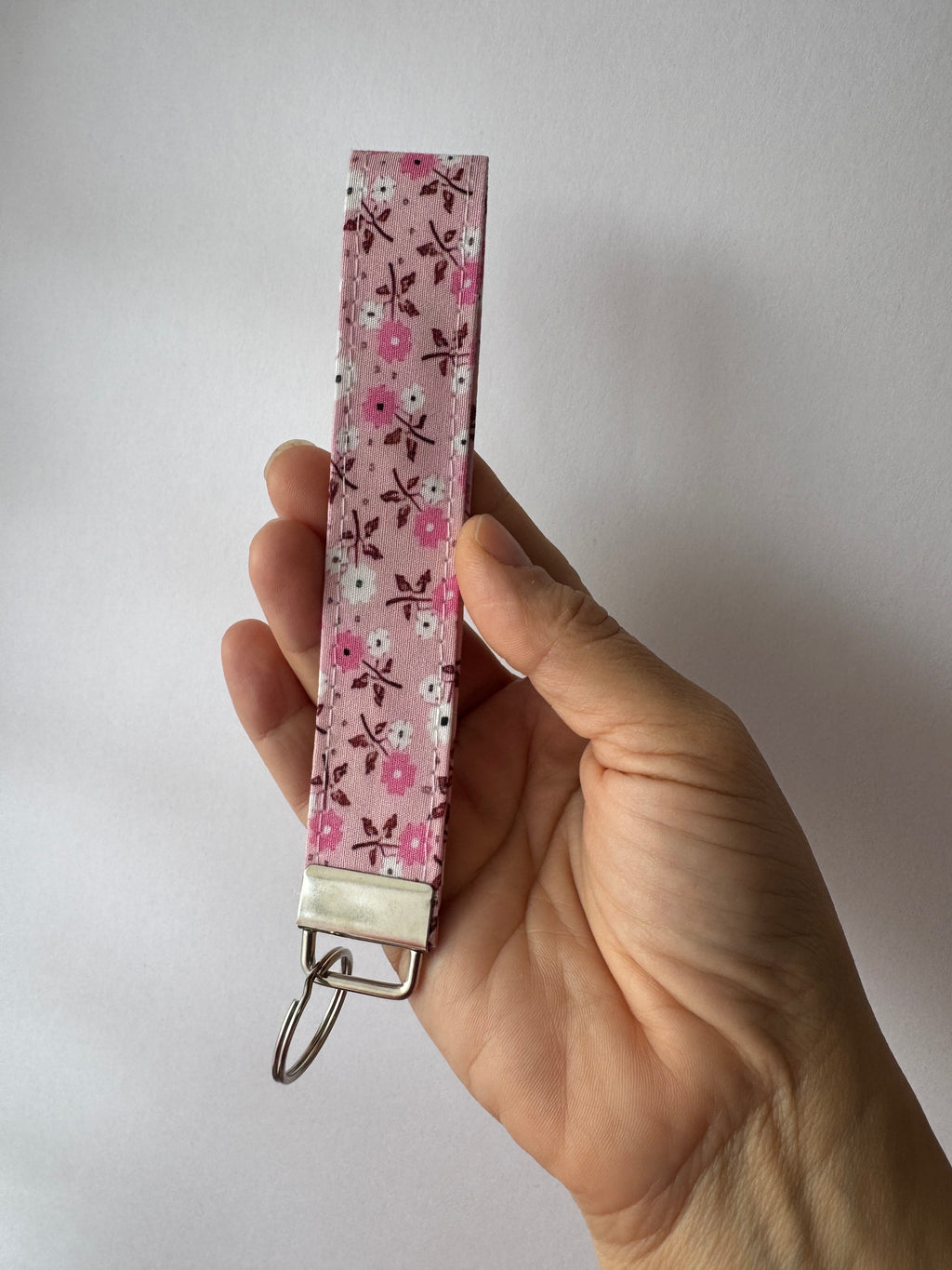 Cottage Posies Wristlet Keychain | Handmade Floral Key Fob | Fabric Wristlet Key Holder | Pink Keychain | Gift for Her | Cute Wrist Strap