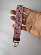 Cottage Posies Wristlet Keychain | Handmade Floral Key Fob | Fabric Wristlet Key Holder | Pink Keychain | Gift for Her | Cute Wrist Strap